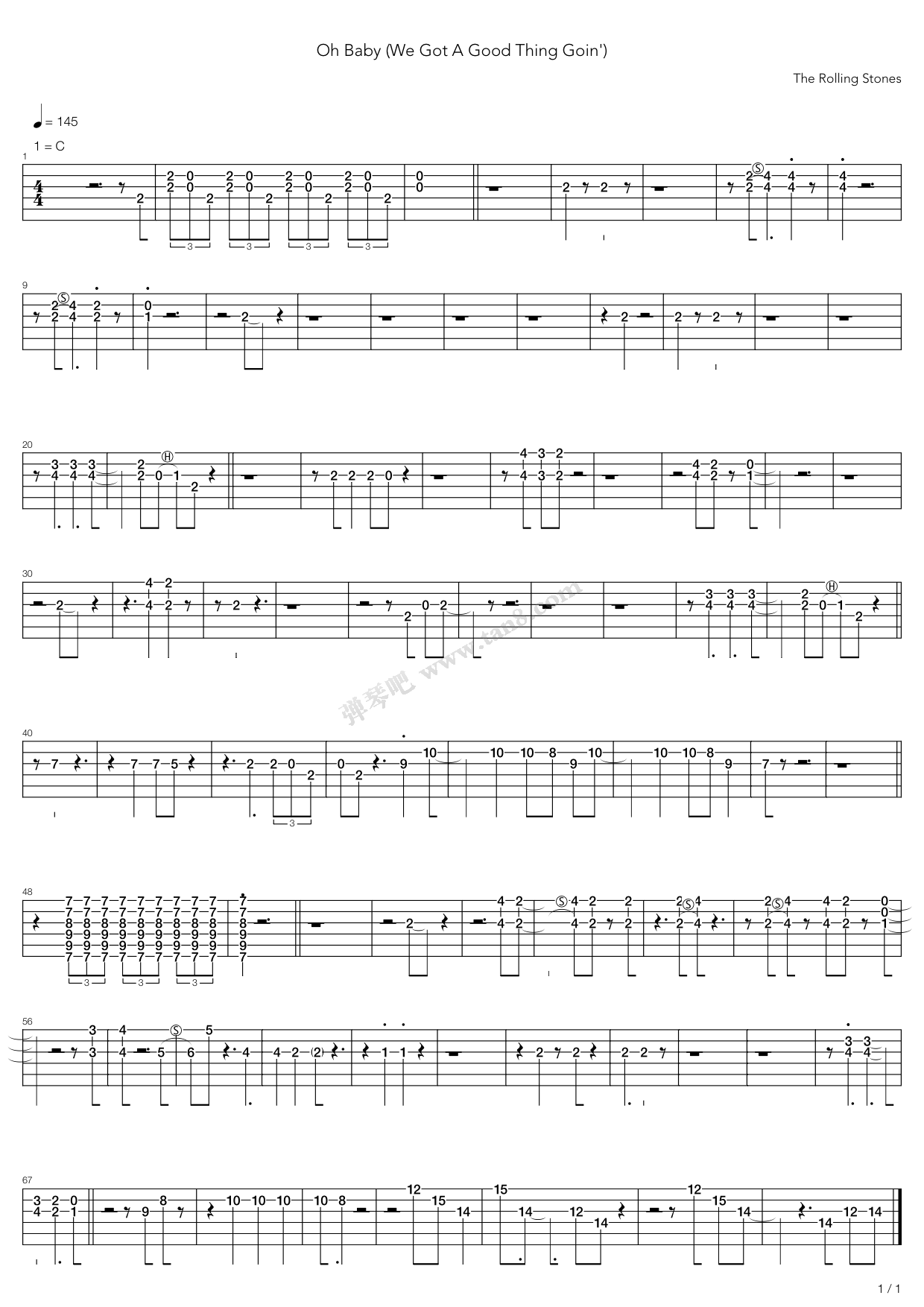 《Oh Baby》吉他谱-C大调音乐网