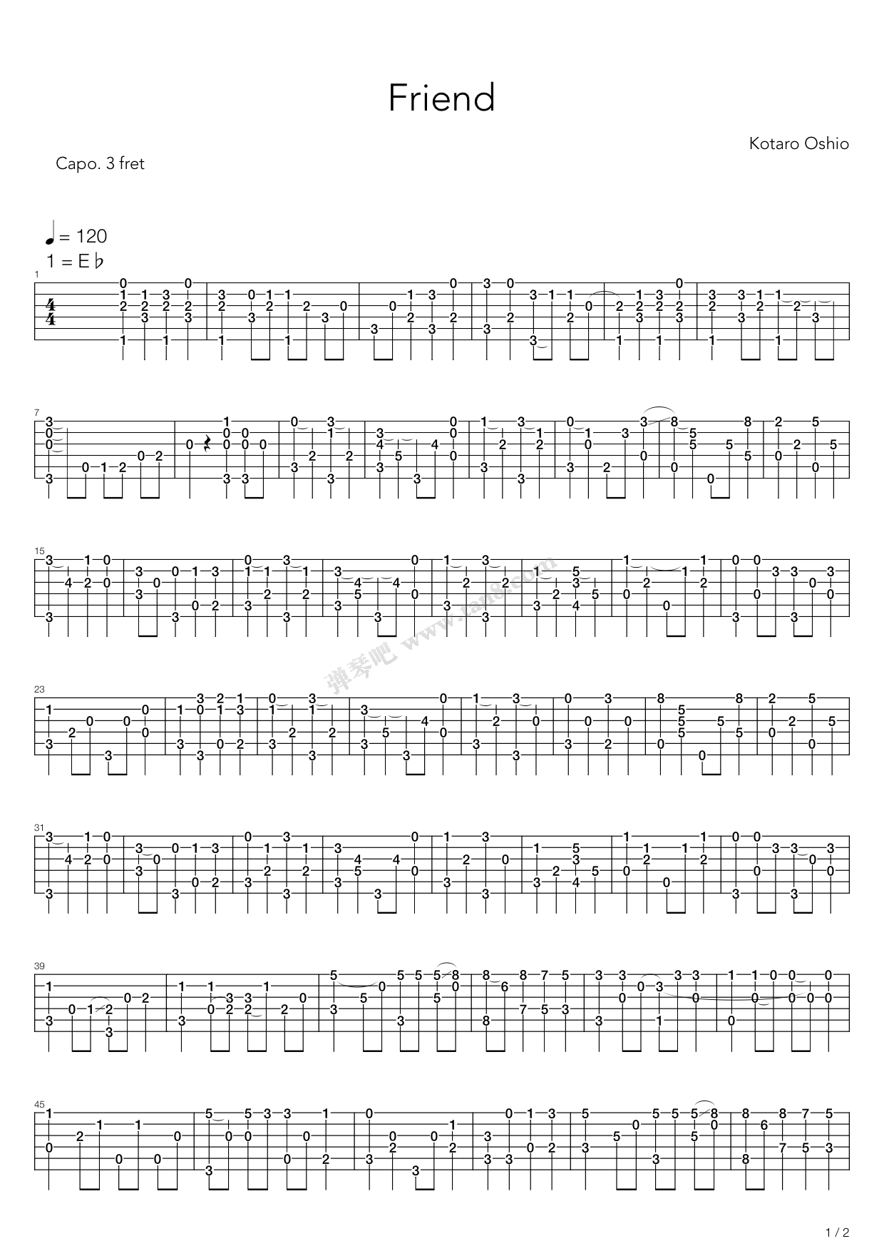 《friend》吉他谱-C大调音乐网