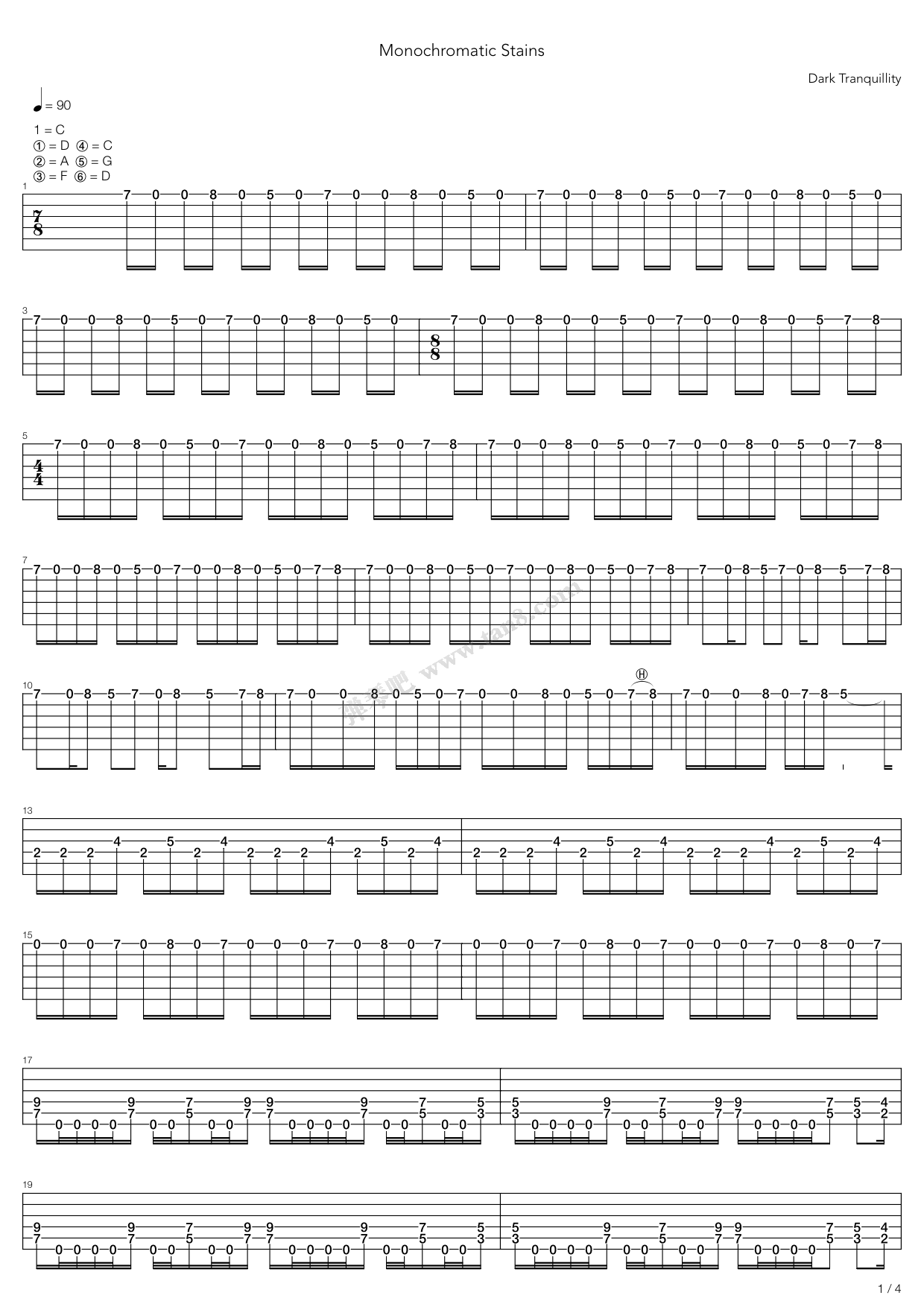 《Monochromatic Stains》吉他谱-C大调音乐网