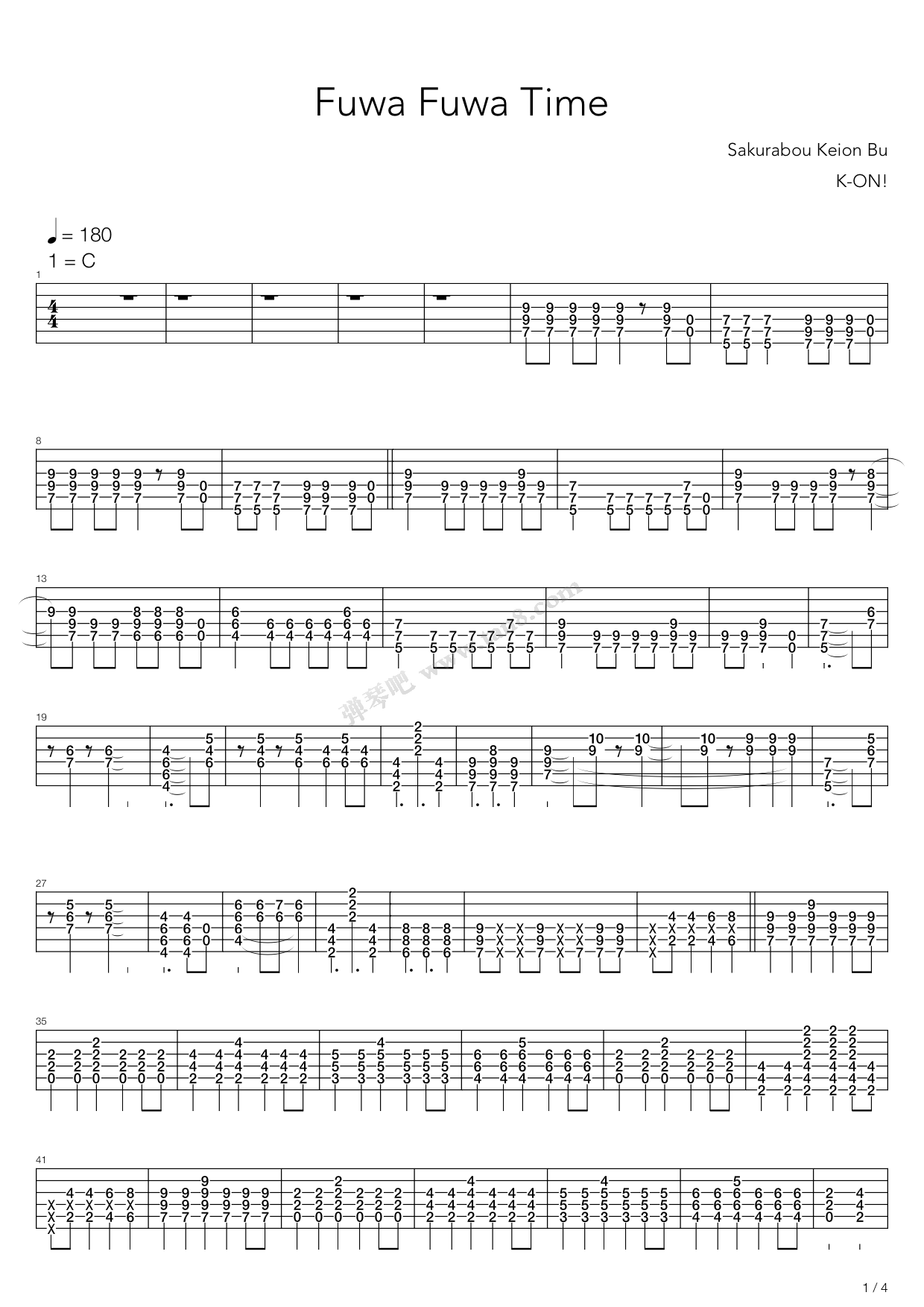 《轻音少女(K-ON) - 轻飘飘的时间(全乐器版) ...》吉他谱-C大调音乐网