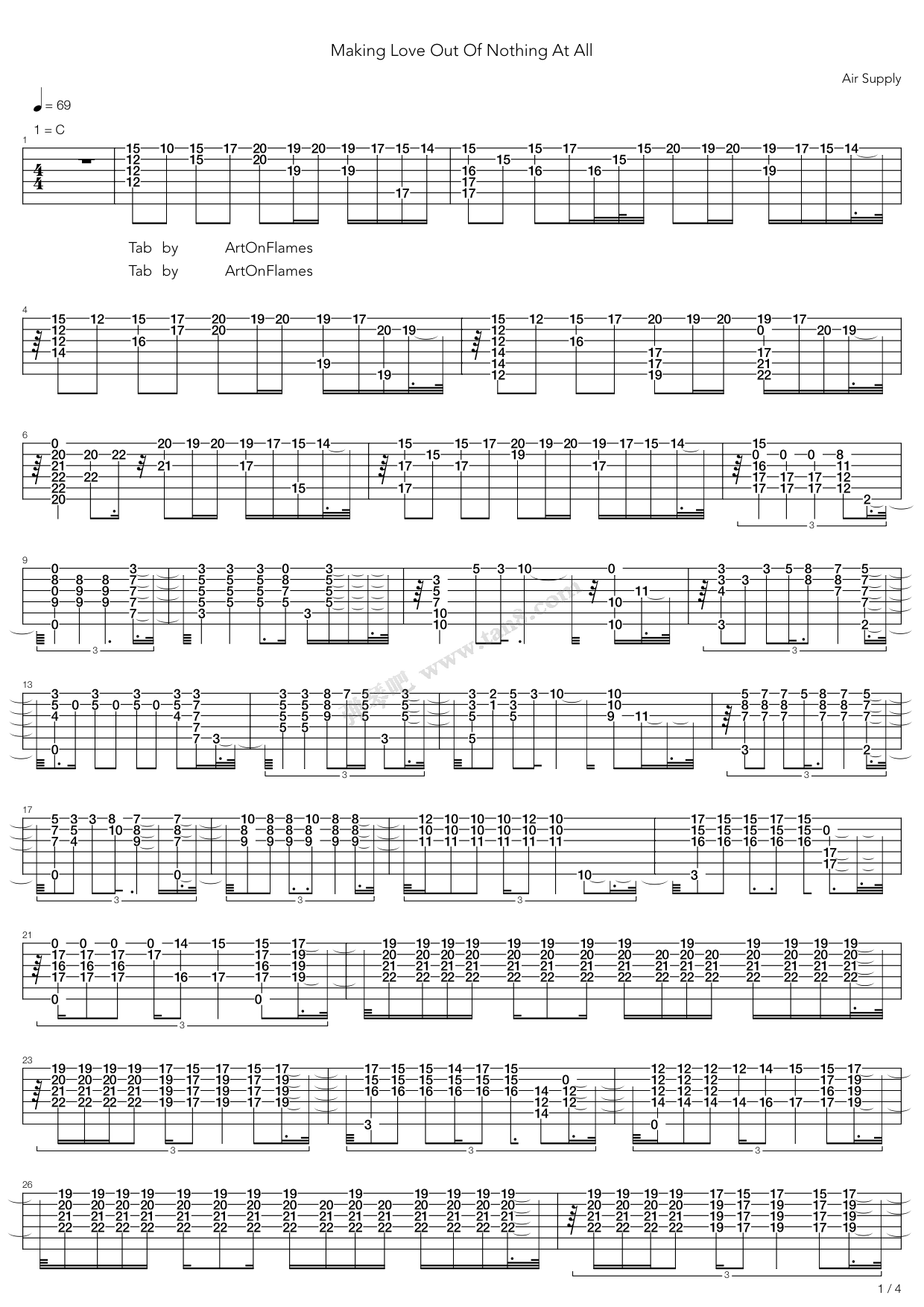 《Making Love Out Of Nothing At All》吉他谱-C大调音乐网