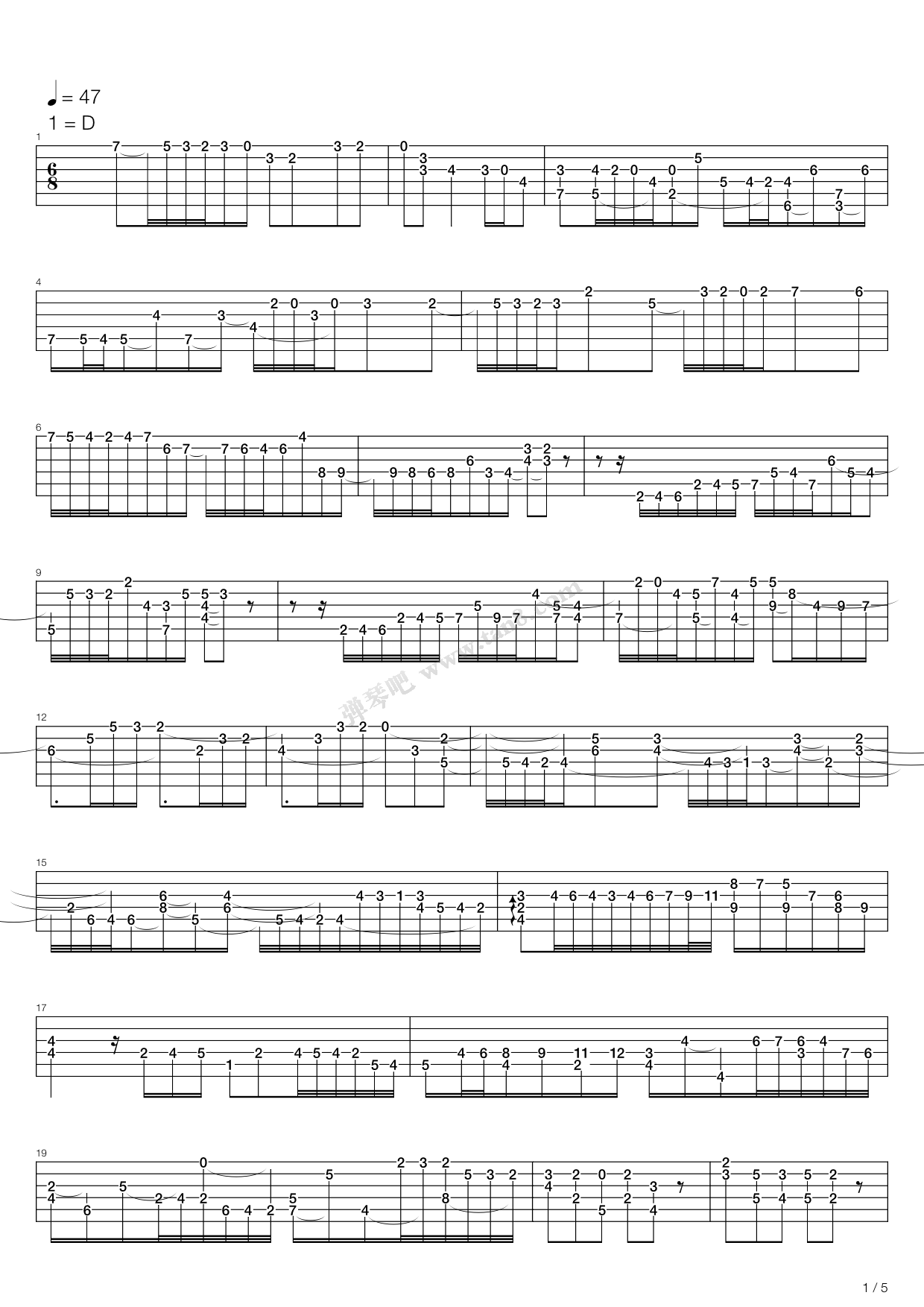 《Prelude In B Minor Bwv 544》吉他谱-C大调音乐网