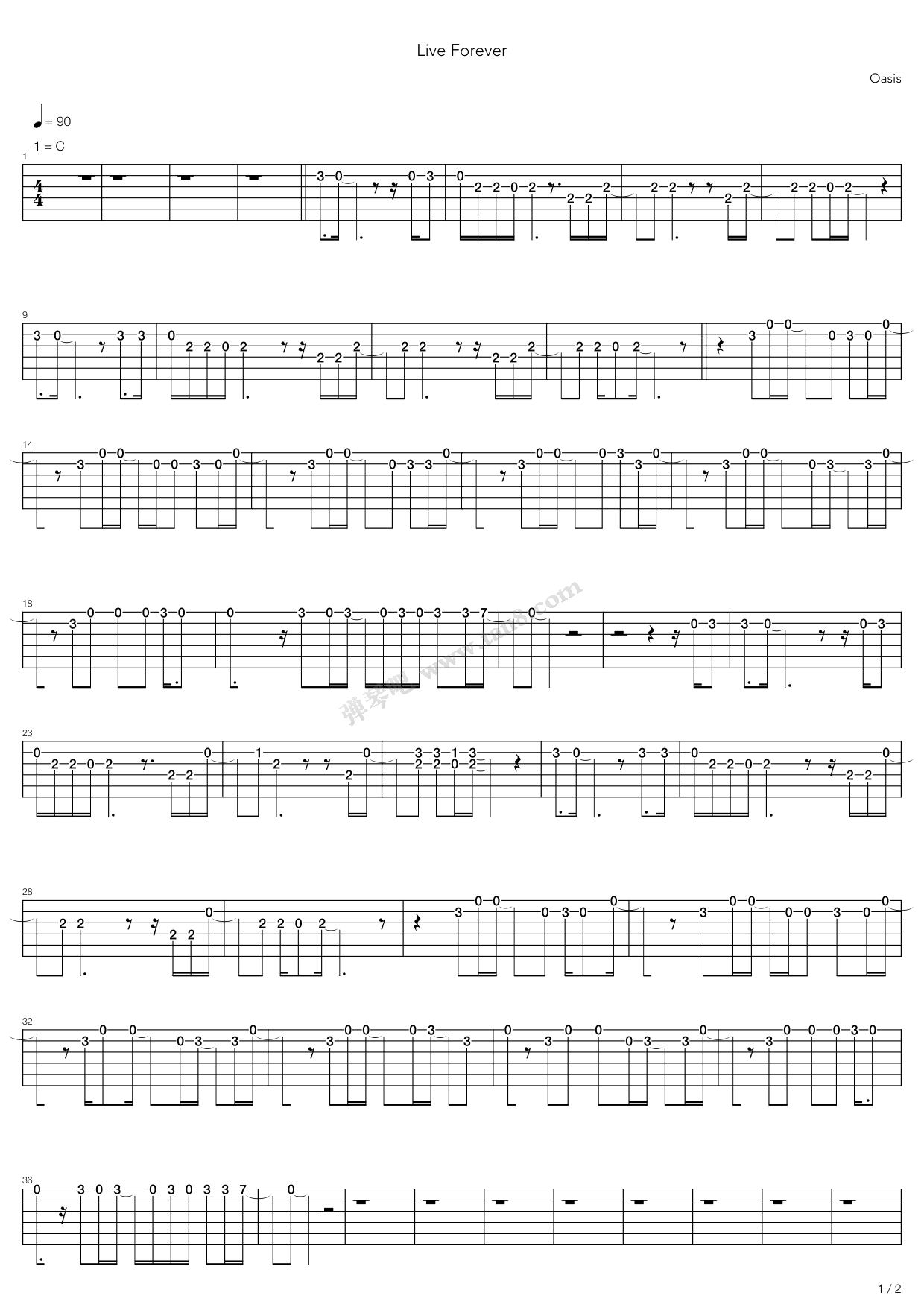 《Forever》吉他谱-C大调音乐网