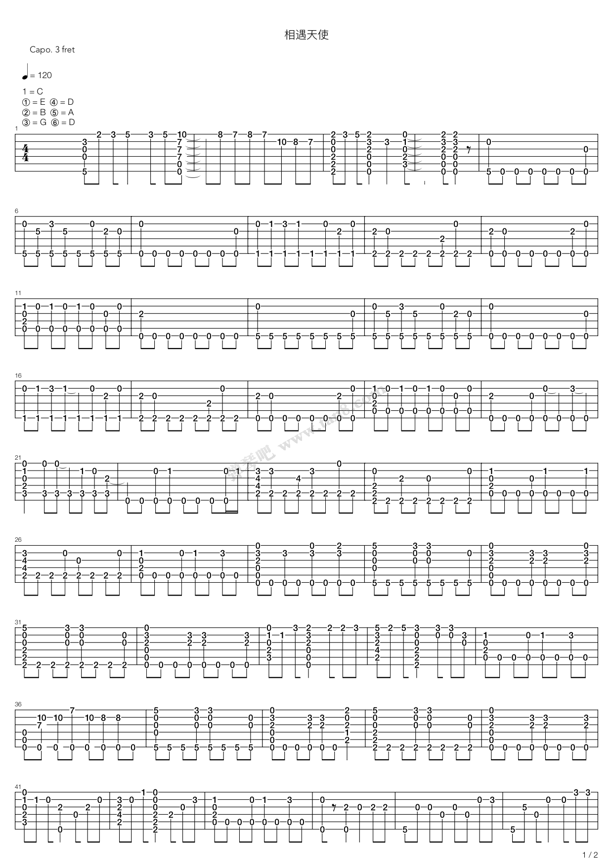 《轻音少女(K-ON) - 天使にふれたよ(相遇天使) ...》吉他谱-C大调音乐网