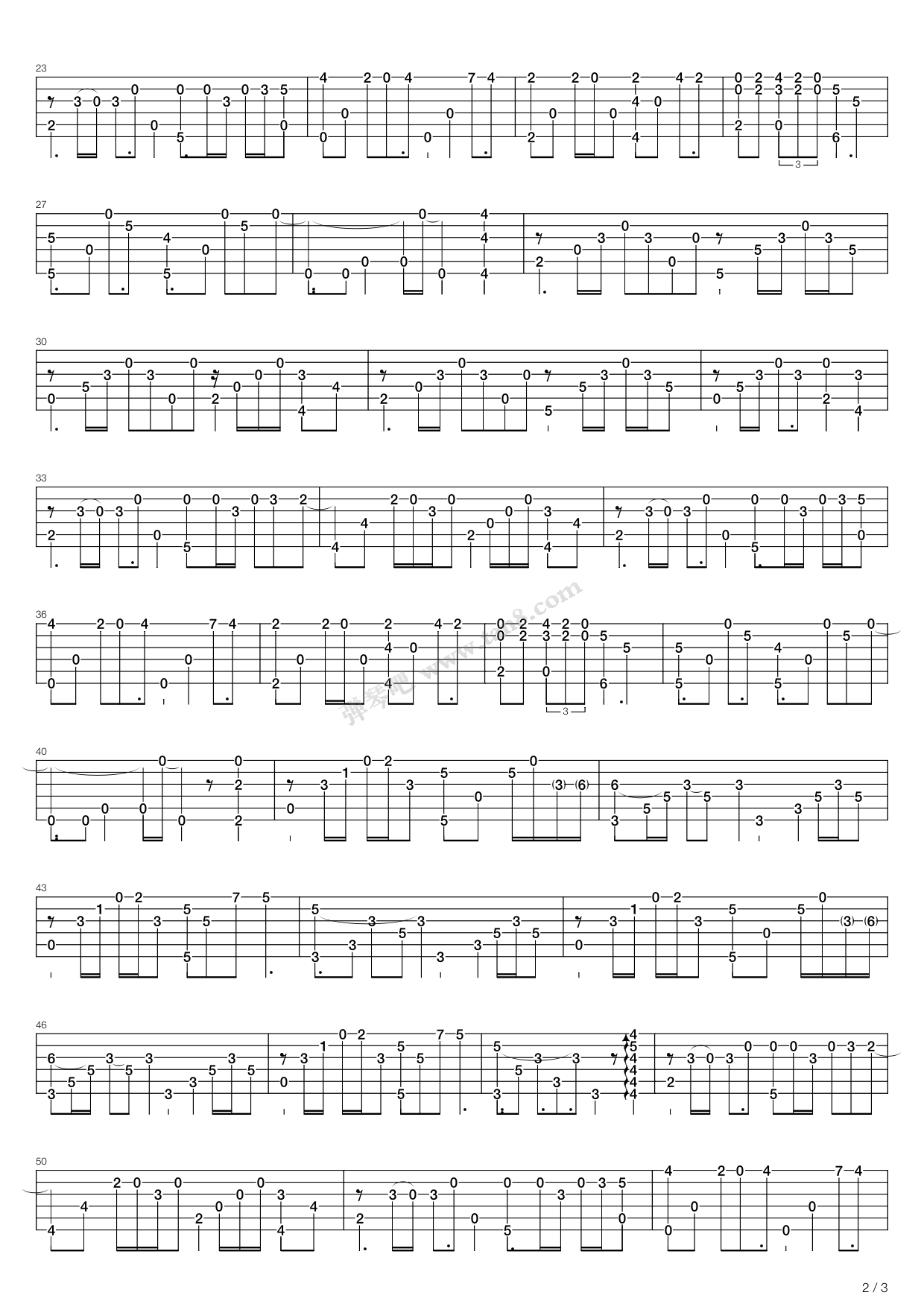 《一方杉》吉他谱-C大调音乐网