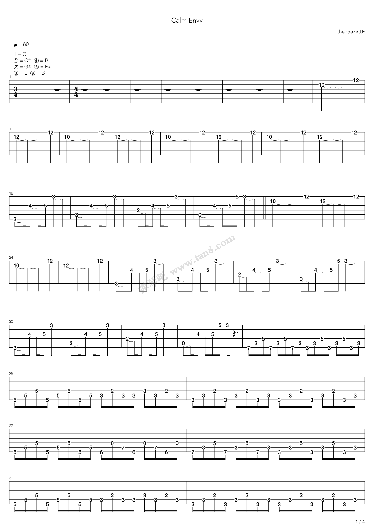 《Calm Envy》吉他谱-C大调音乐网