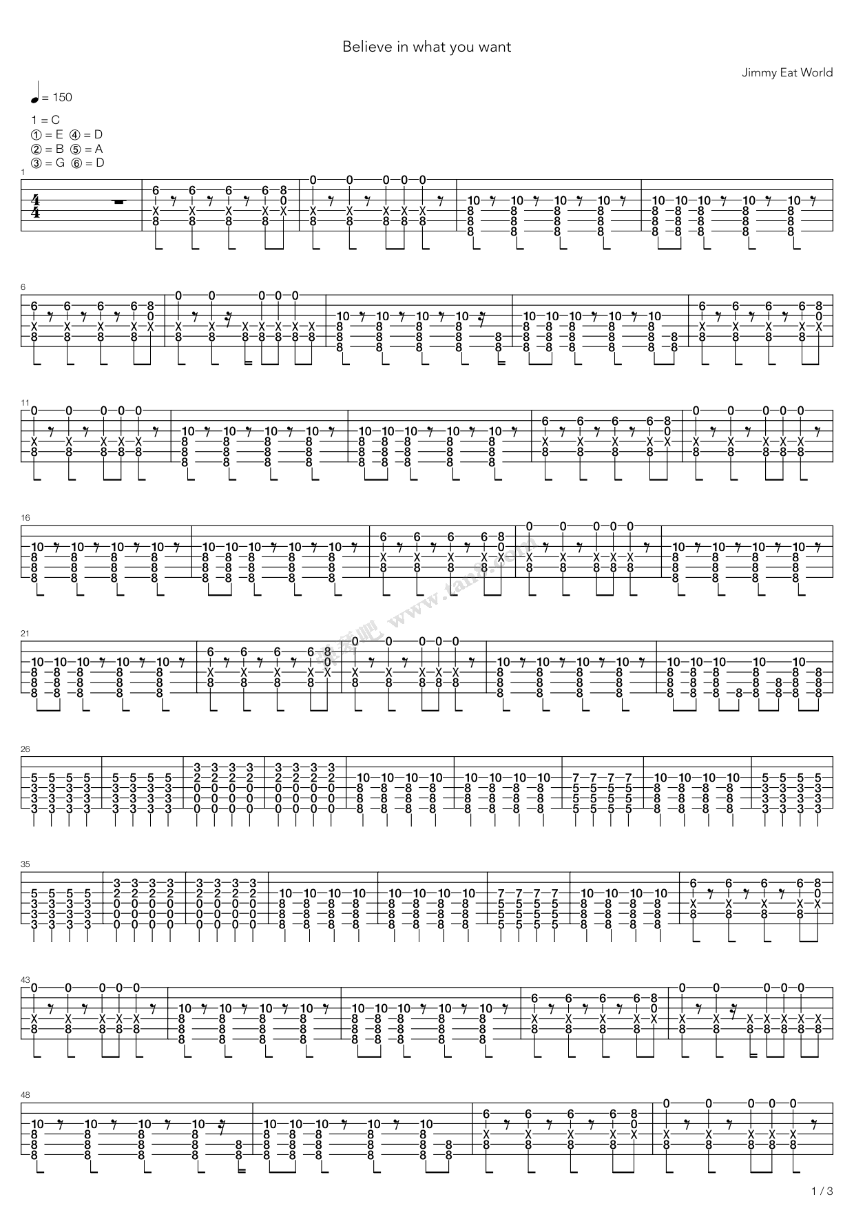 《Believe In What You Want》吉他谱-C大调音乐网