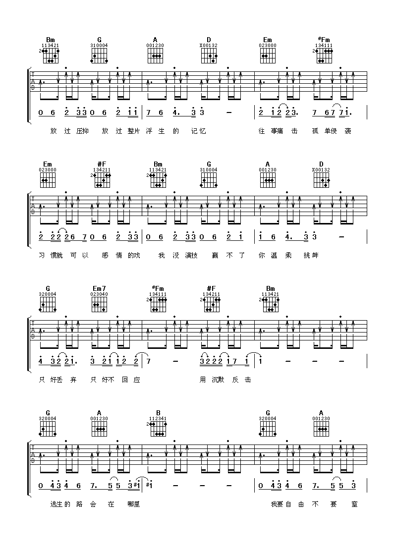 张信哲《逃生》吉他谱-C大调音乐网