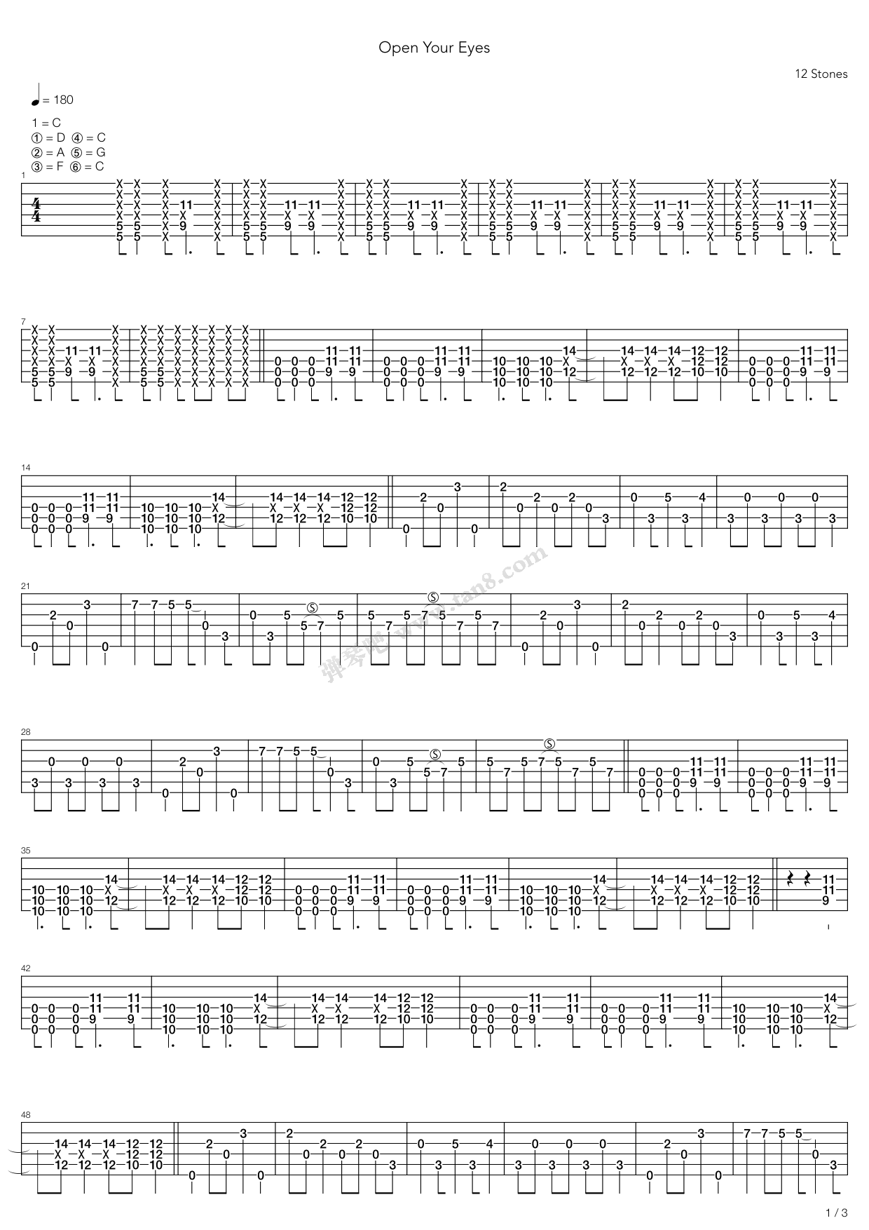 《Open Your Eyes》吉他谱-C大调音乐网