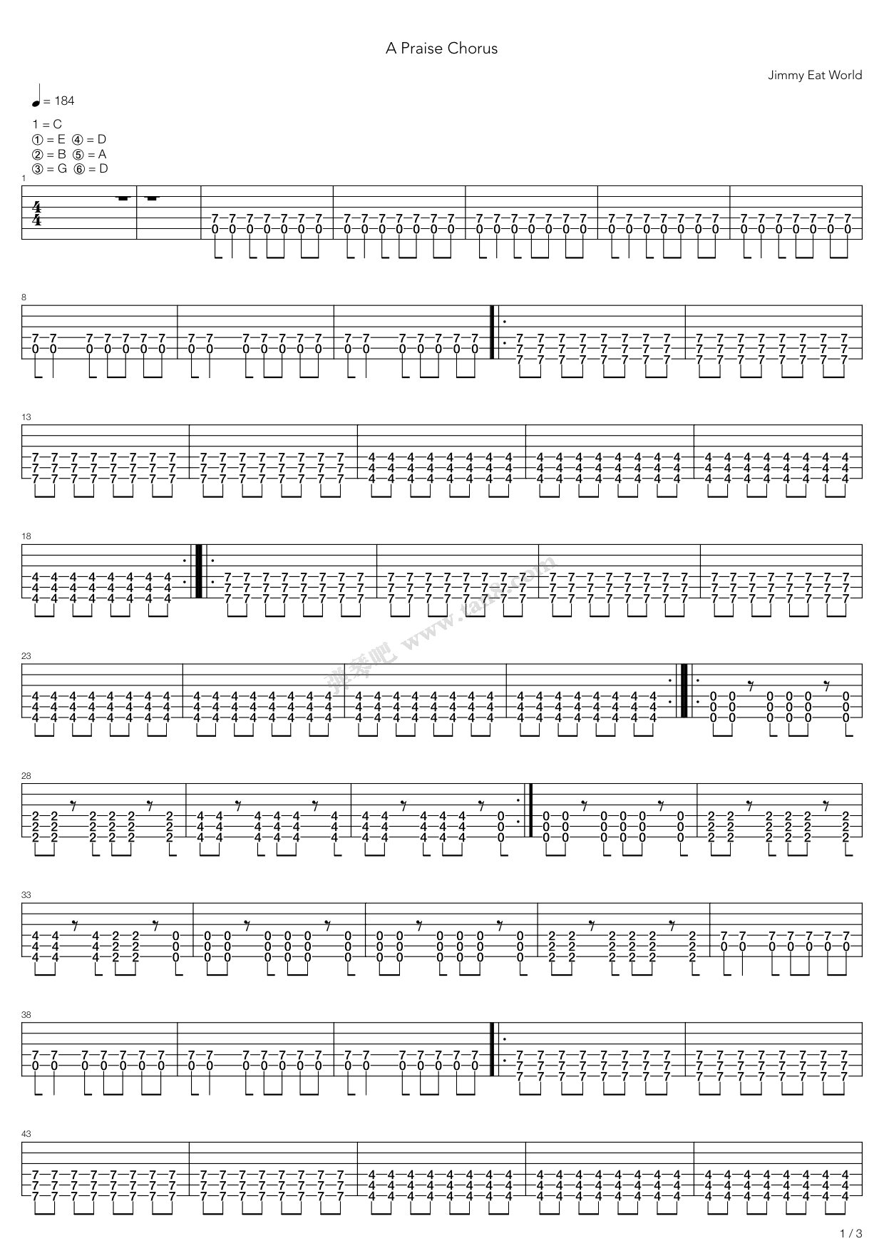 《A Praise》吉他谱-C大调音乐网