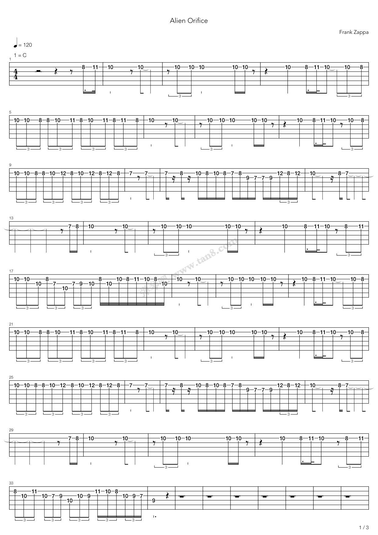 《Alien Orifice》吉他谱-C大调音乐网