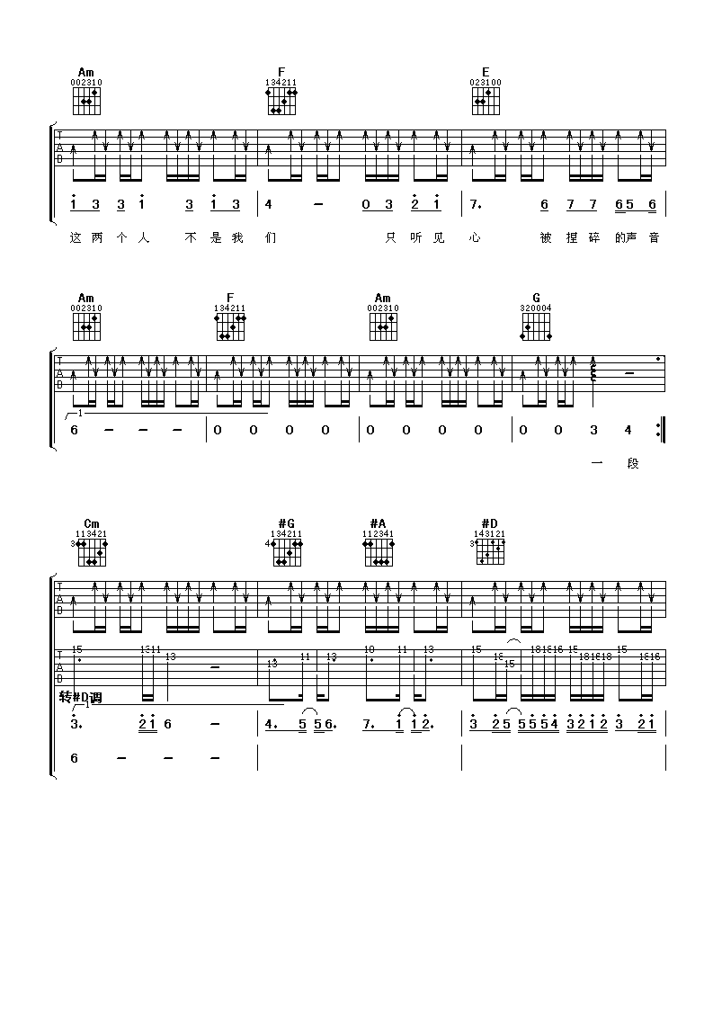 吕俊 不是我们吉他谱-C大调音乐网