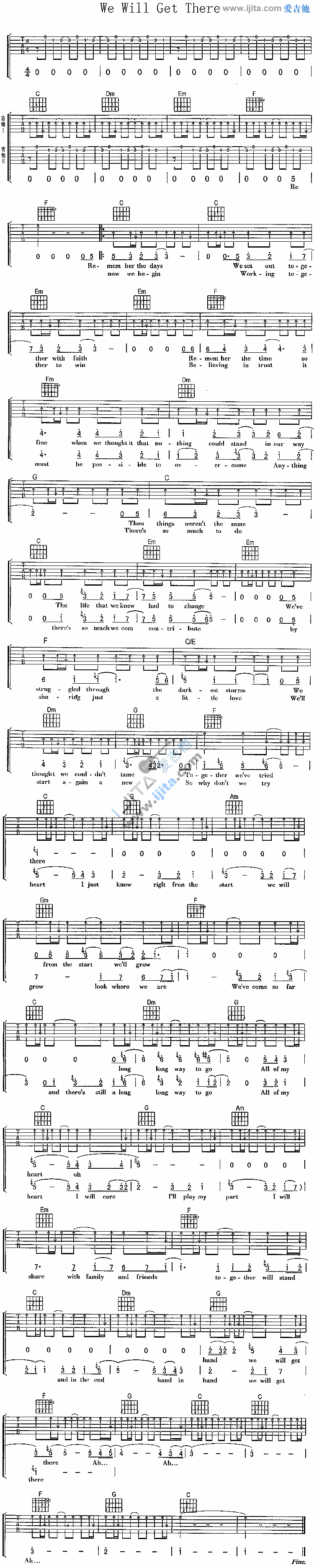《We Will Get There》吉他谱-C大调音乐网