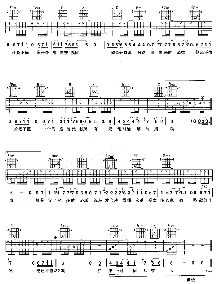 《他还是不懂》吉他谱-C大调音乐网