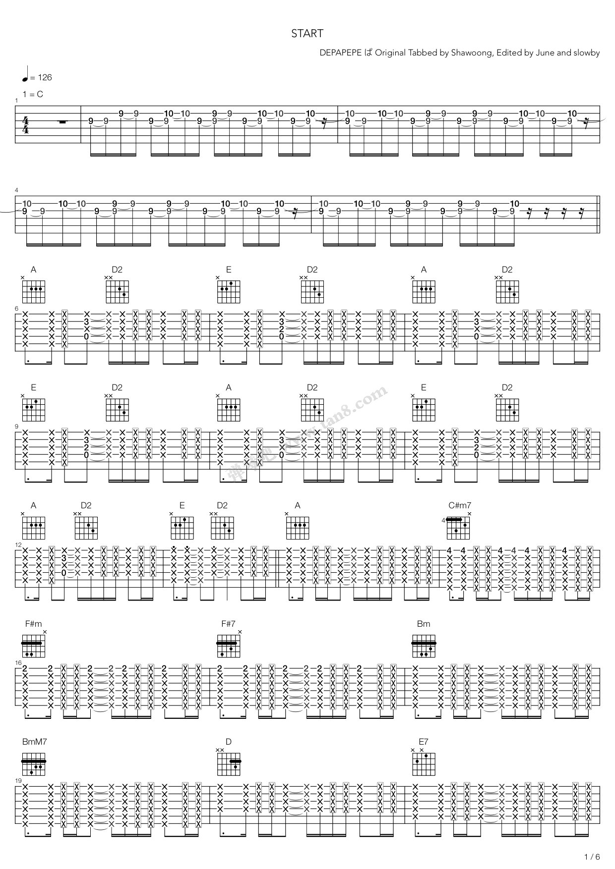 《Start》吉他谱-C大调音乐网