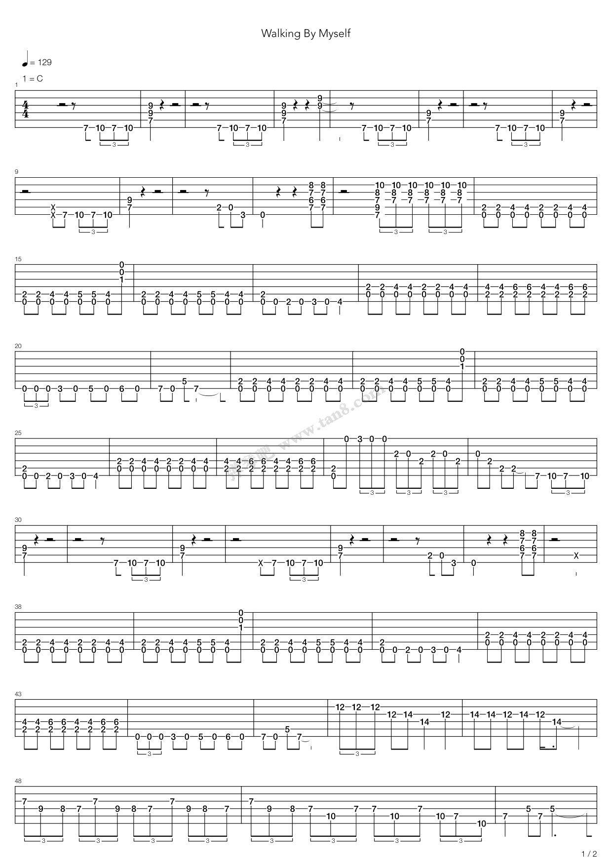 《Walking By Myself (2)》吉他谱-C大调音乐网