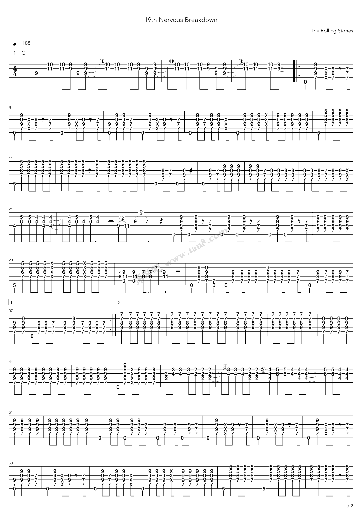 《19th Nervous Breakdown》吉他谱-C大调音乐网