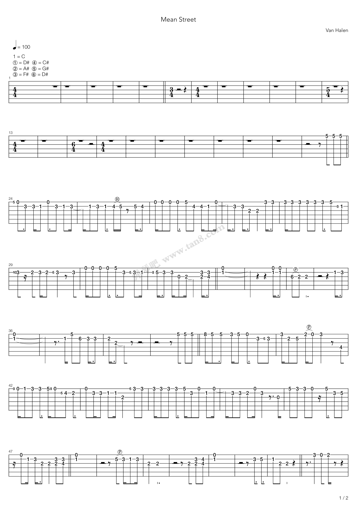 《Mean Street》吉他谱-C大调音乐网