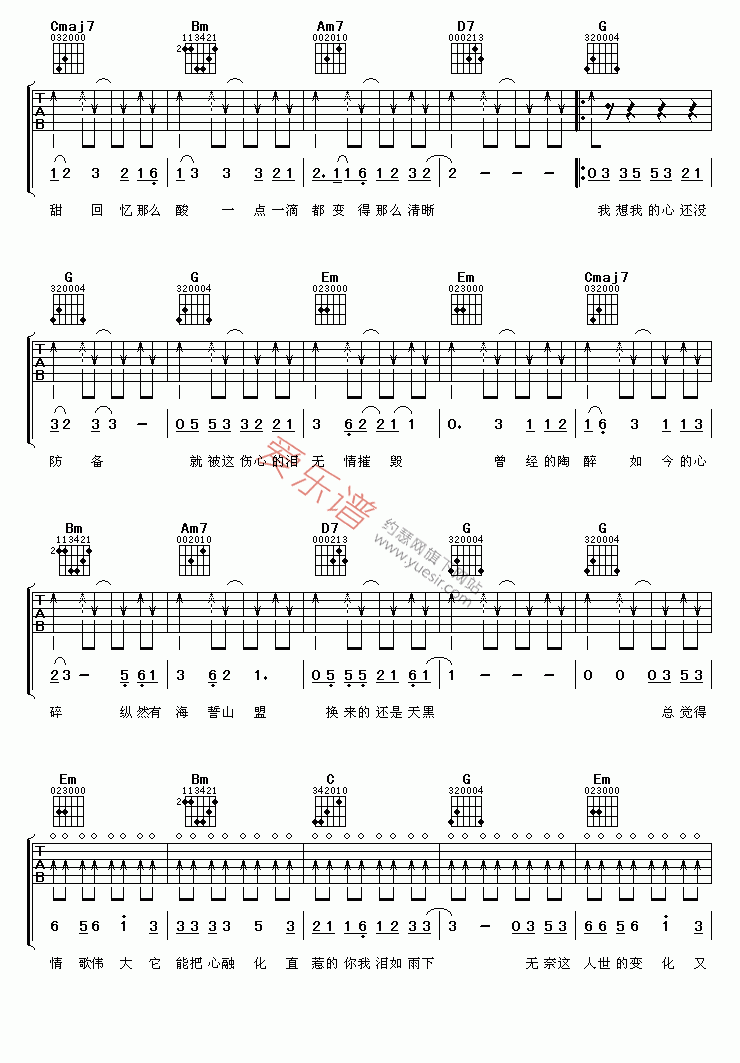 《张真贺《无缘》》吉他谱-C大调音乐网