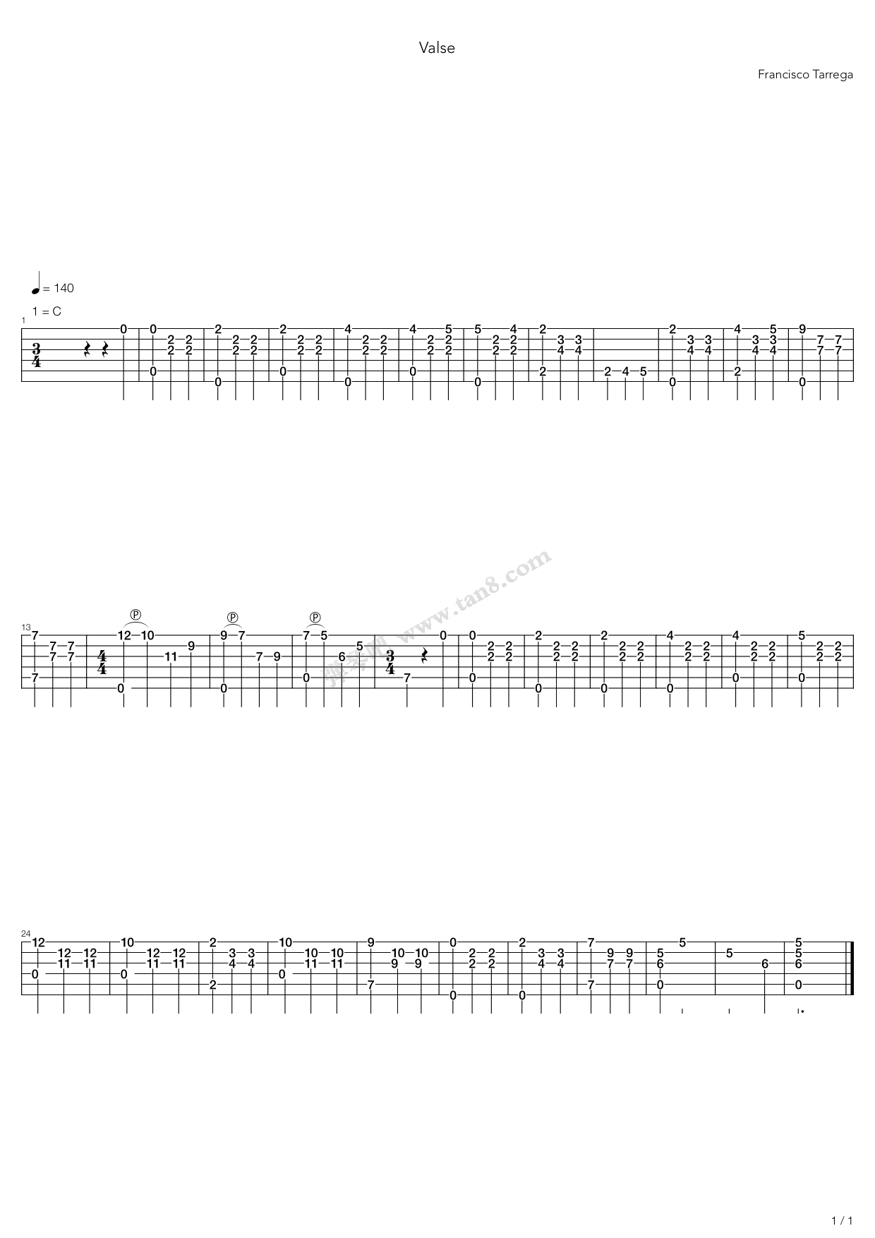 《Valse》吉他谱-C大调音乐网