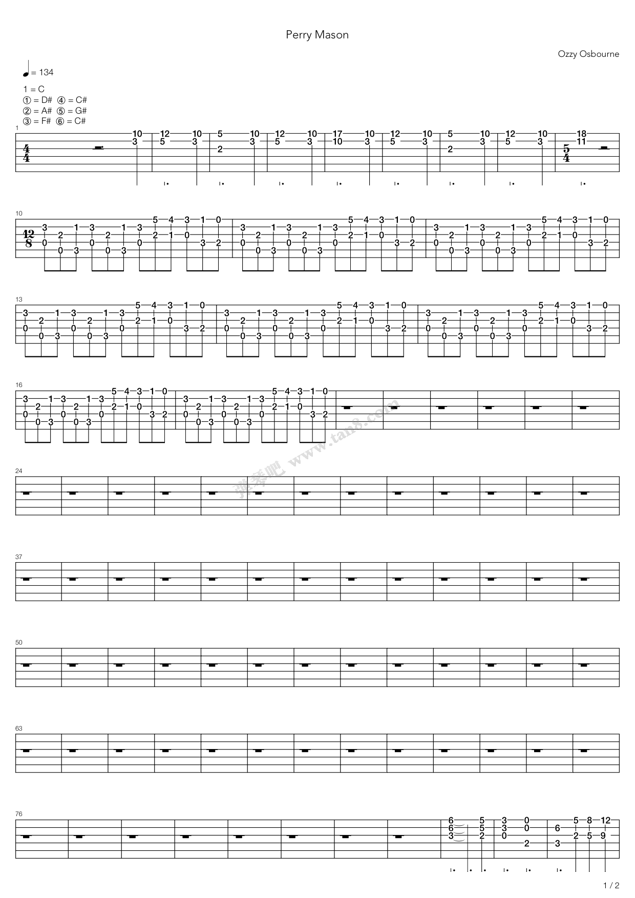 《Perry Mason》吉他谱-C大调音乐网