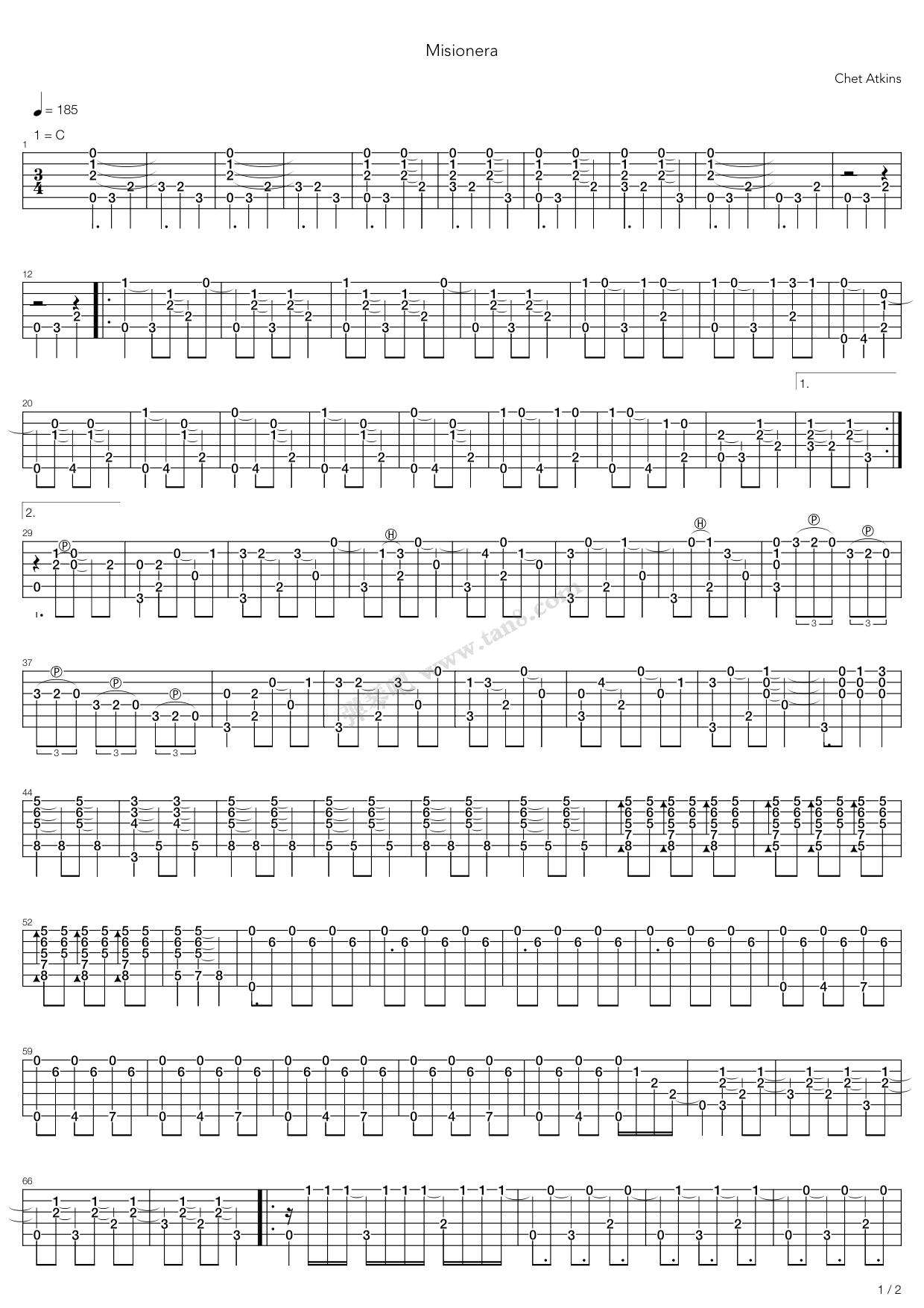 《Misionera》吉他谱-C大调音乐网