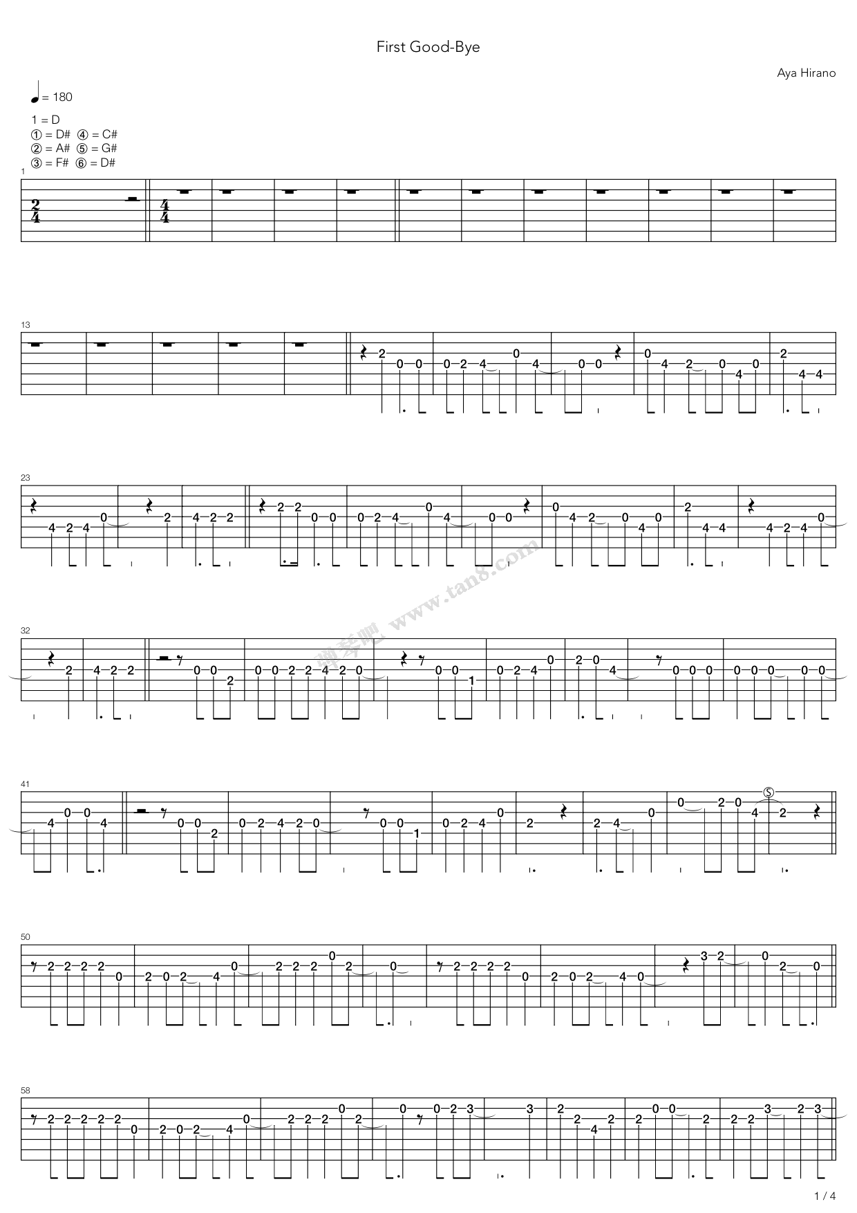 《First Good-bye》吉他谱-C大调音乐网