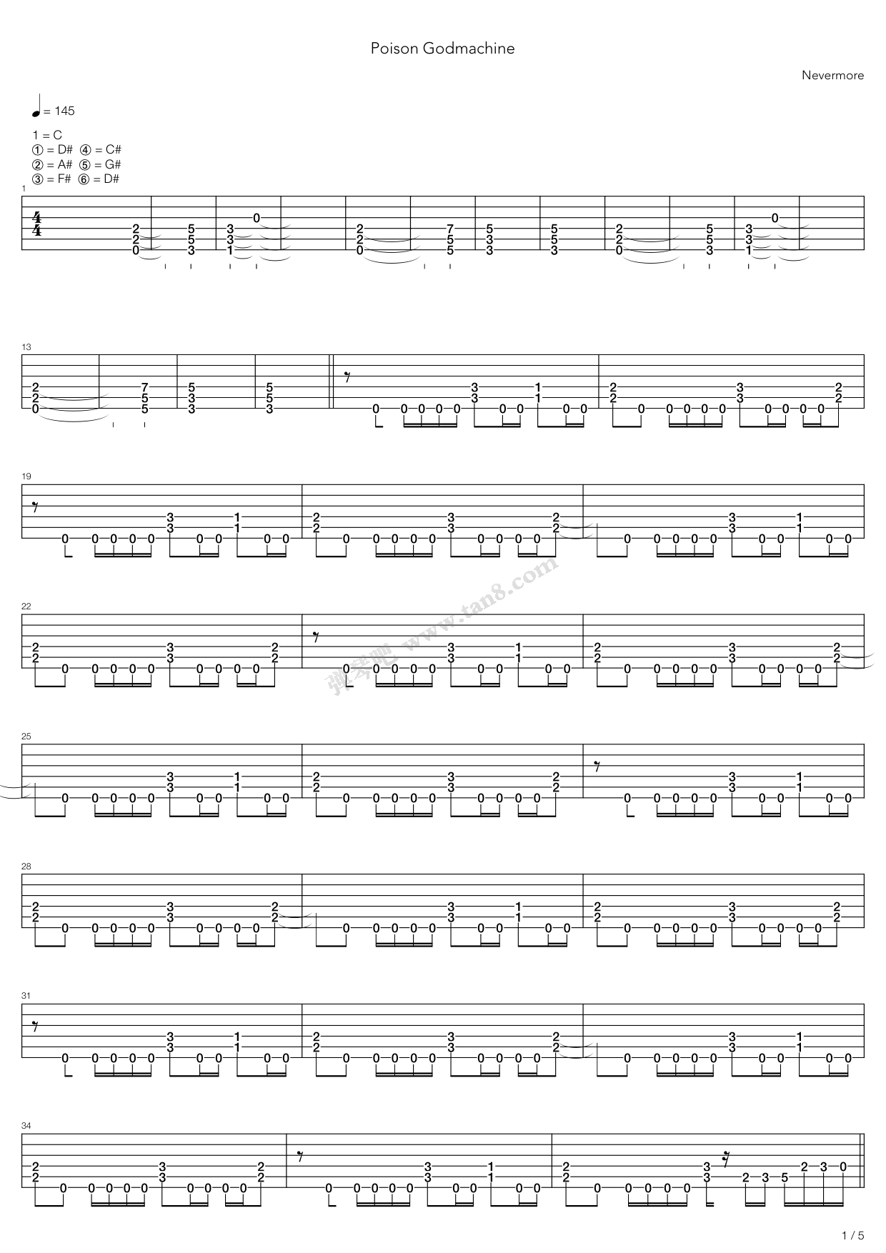 《Poison Godmachine》吉他谱-C大调音乐网