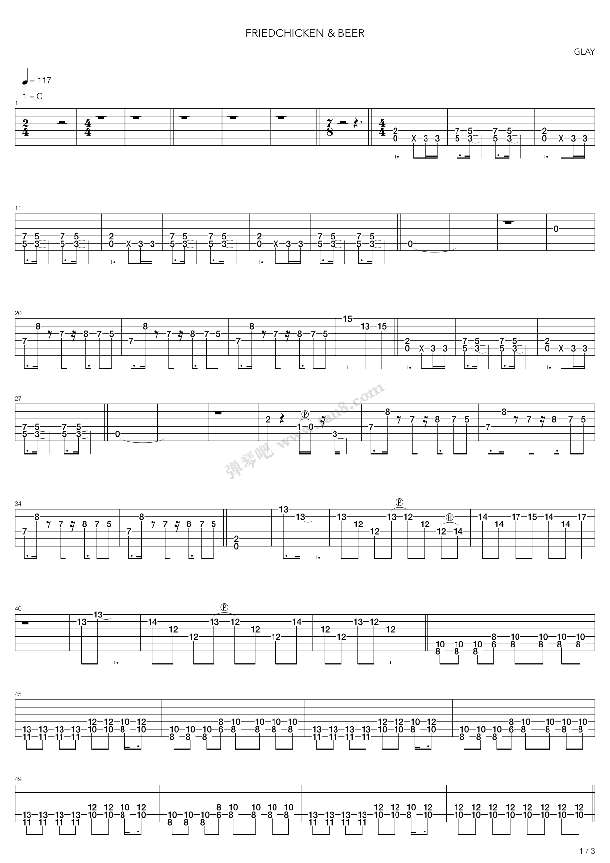《Friedchicken And Beer》吉他谱-C大调音乐网