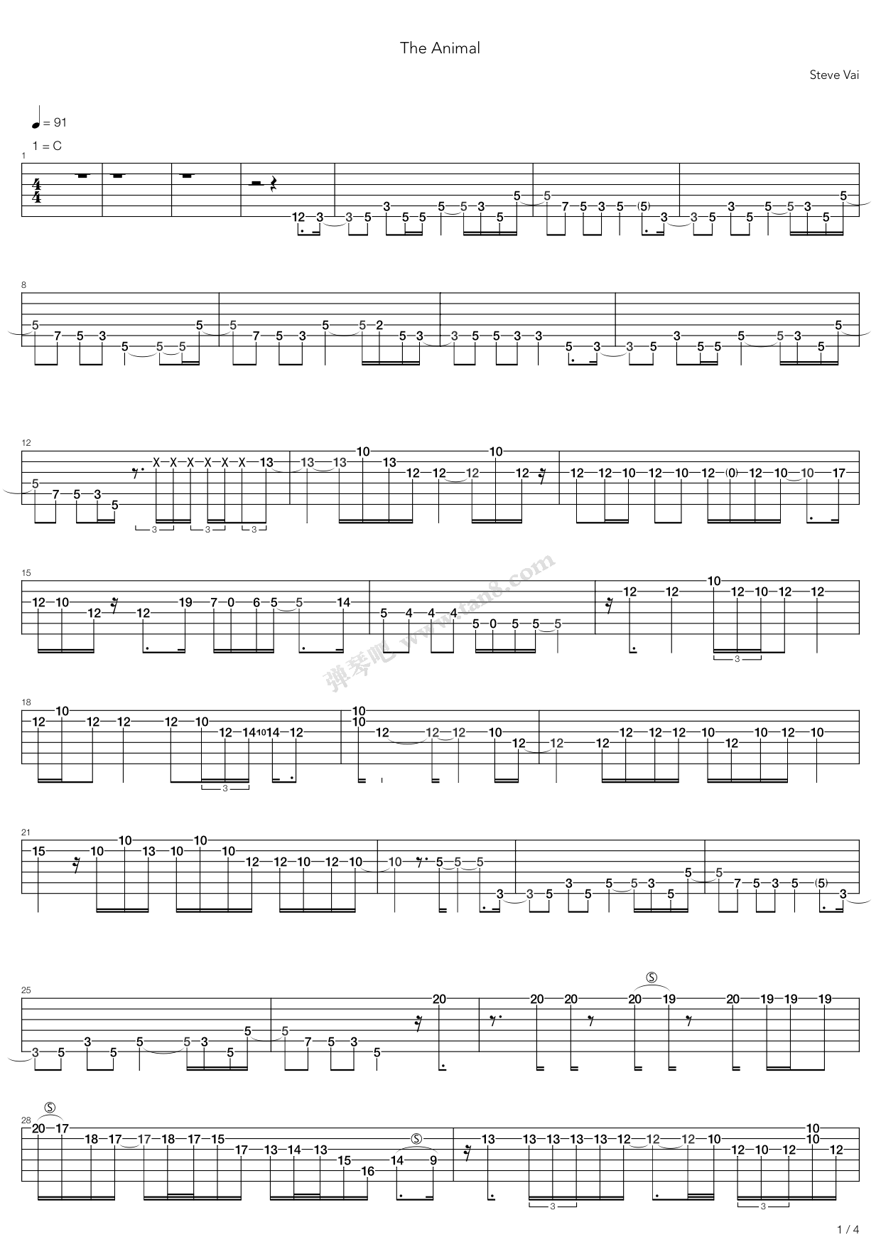 《The Animal》吉他谱-C大调音乐网