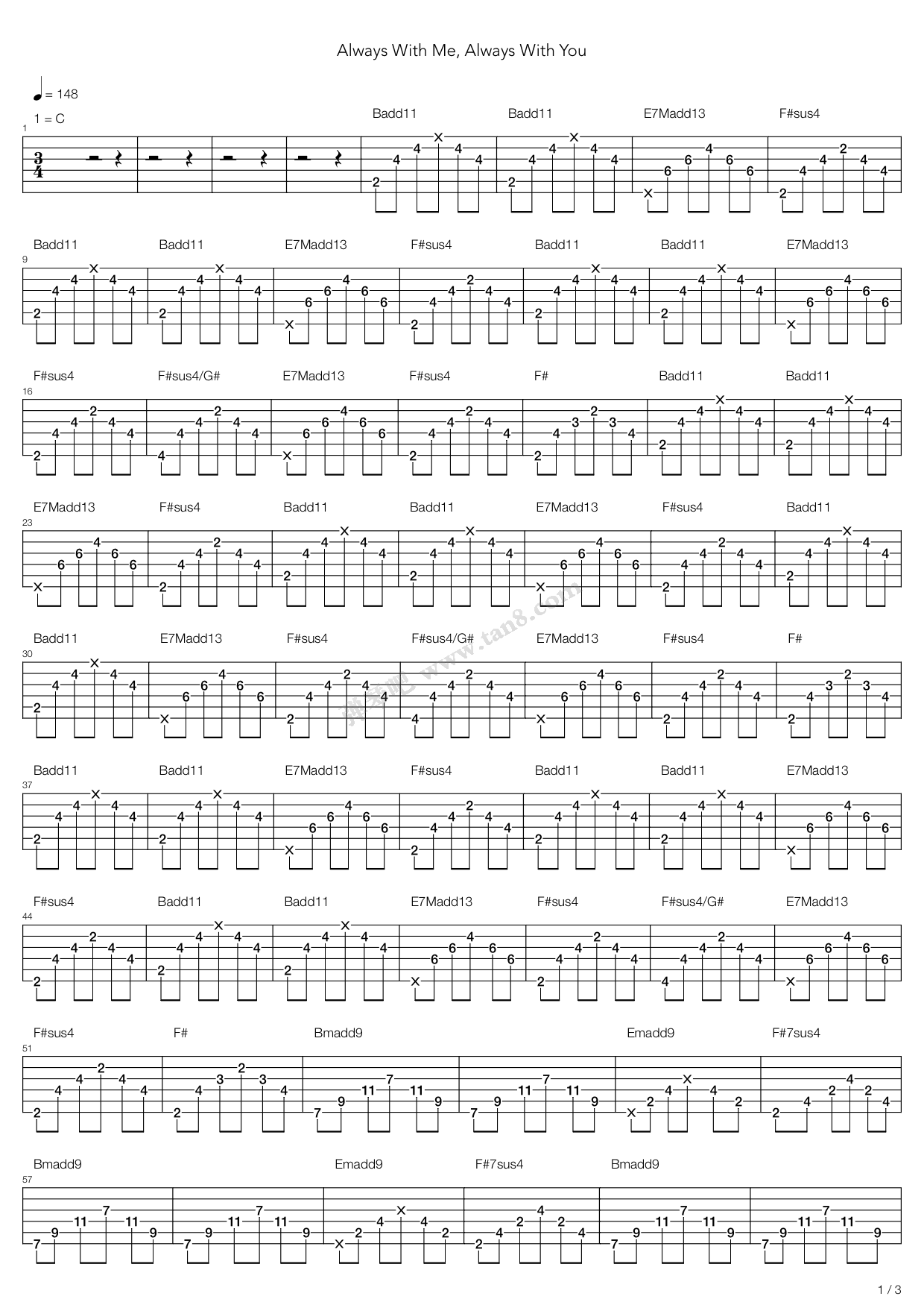 《Always_With_Me_Always_With_You》吉他谱-C大调音乐网