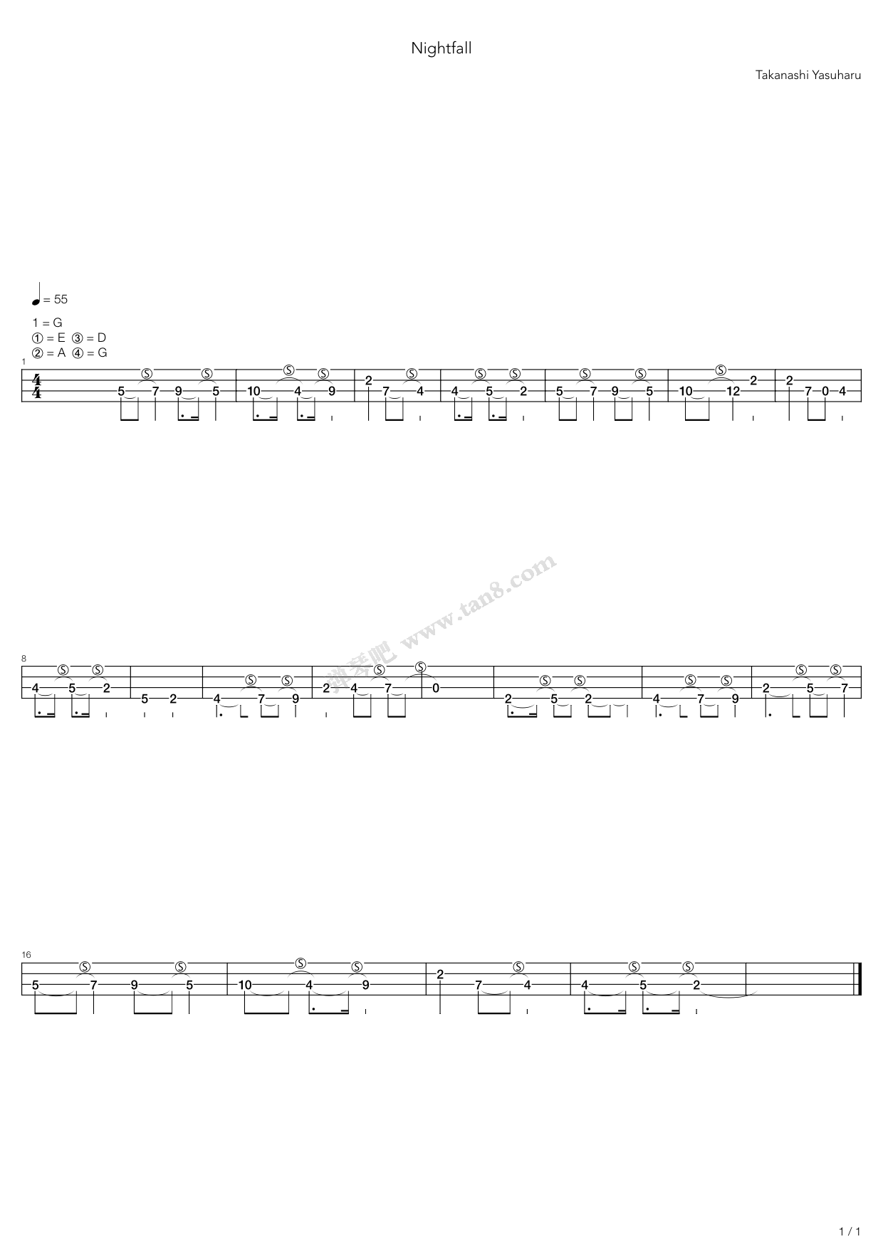 《Nightfall》吉他谱-C大调音乐网