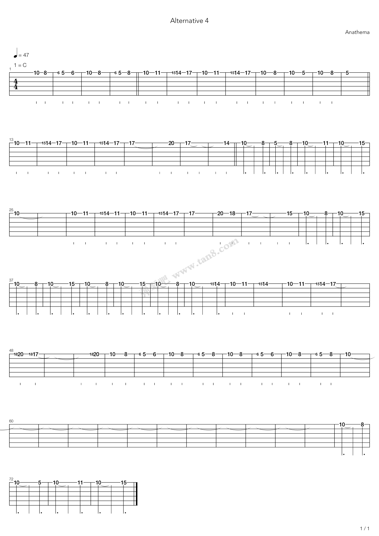 《Alternative 4》吉他谱-C大调音乐网
