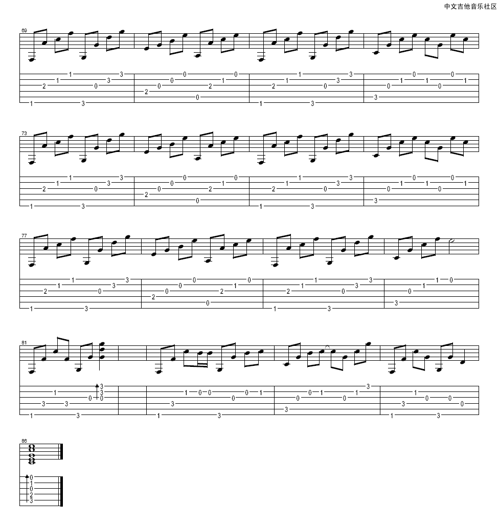 丁浩然 我以为指弹吉他谱-C大调音乐网