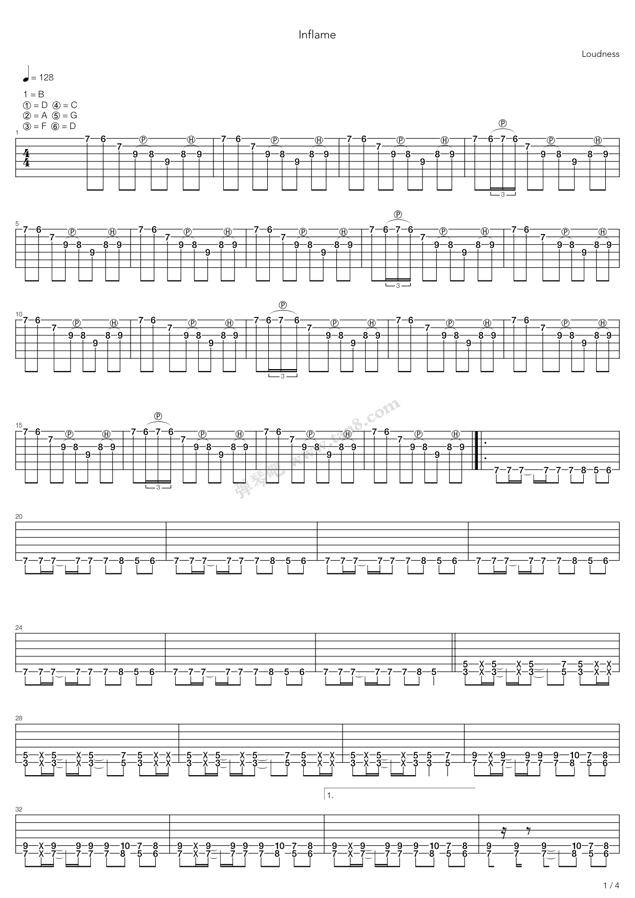 《Inflame》吉他谱-C大调音乐网