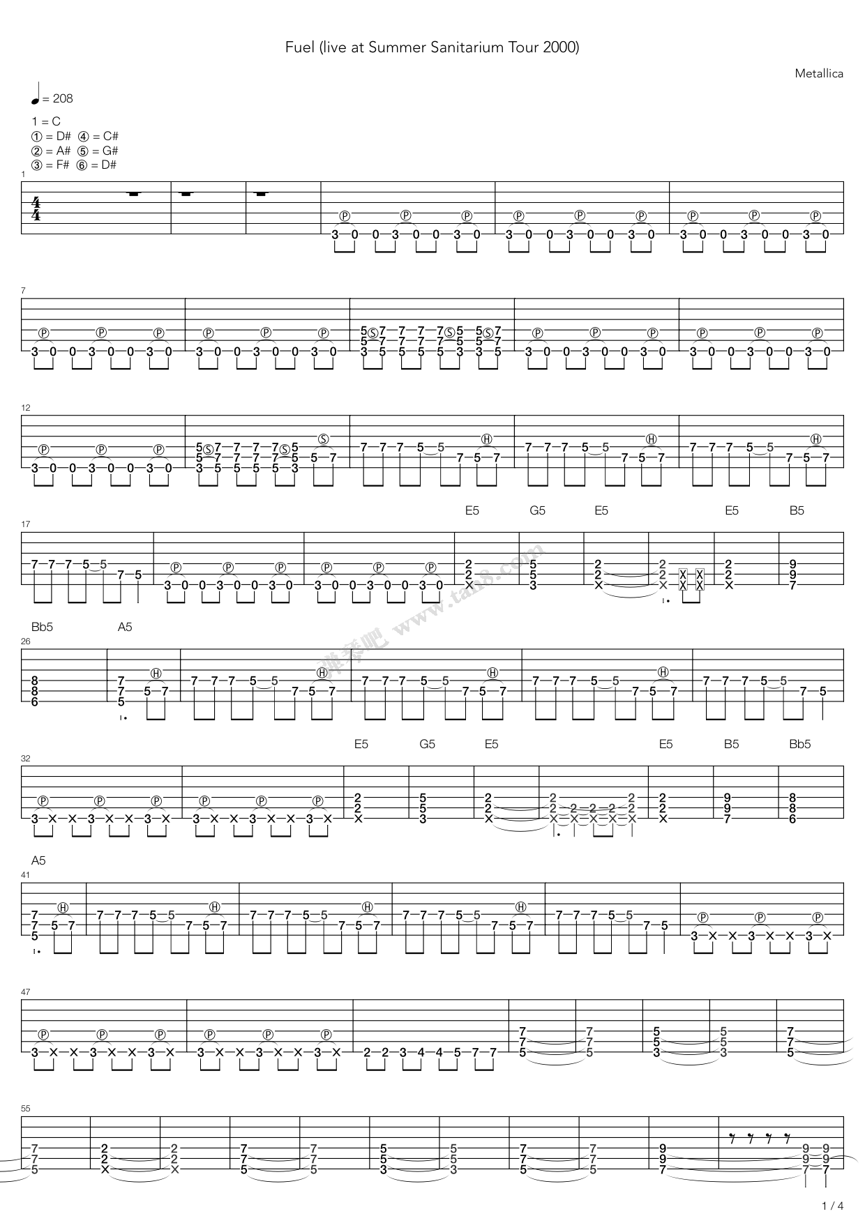 《Fuel》吉他谱-C大调音乐网