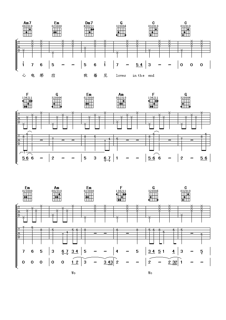 林俊杰&金莎 发现爱吉他谱-C大调音乐网