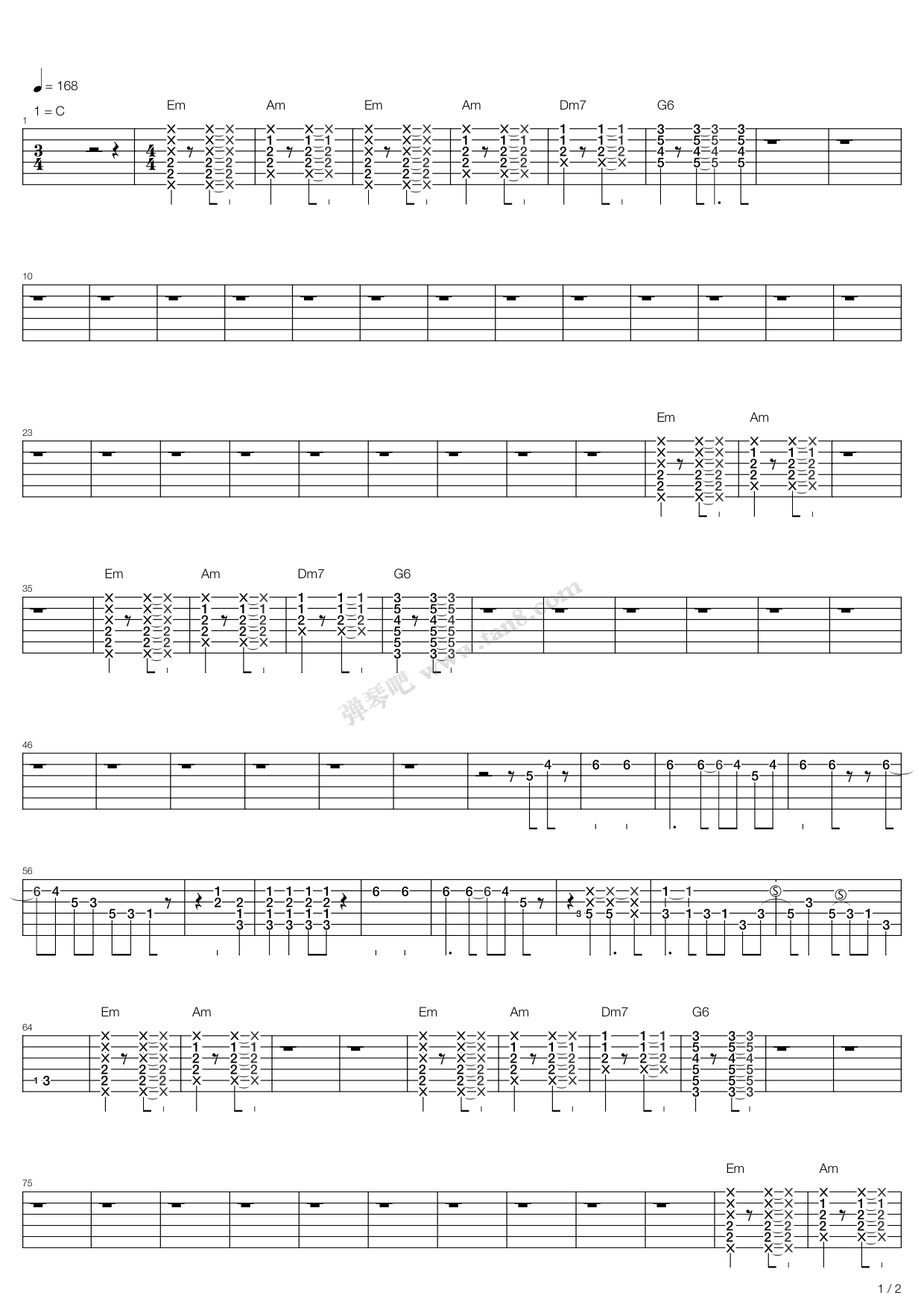 《Beatles (The)披头士乐队 - Can't Buy Me Love (2)》吉他谱-C大调音乐网