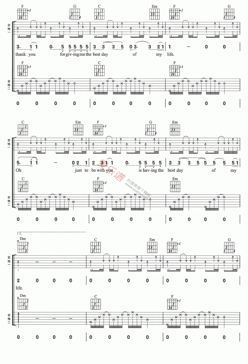 《DiDo《Thank You》》吉他谱-C大调音乐网