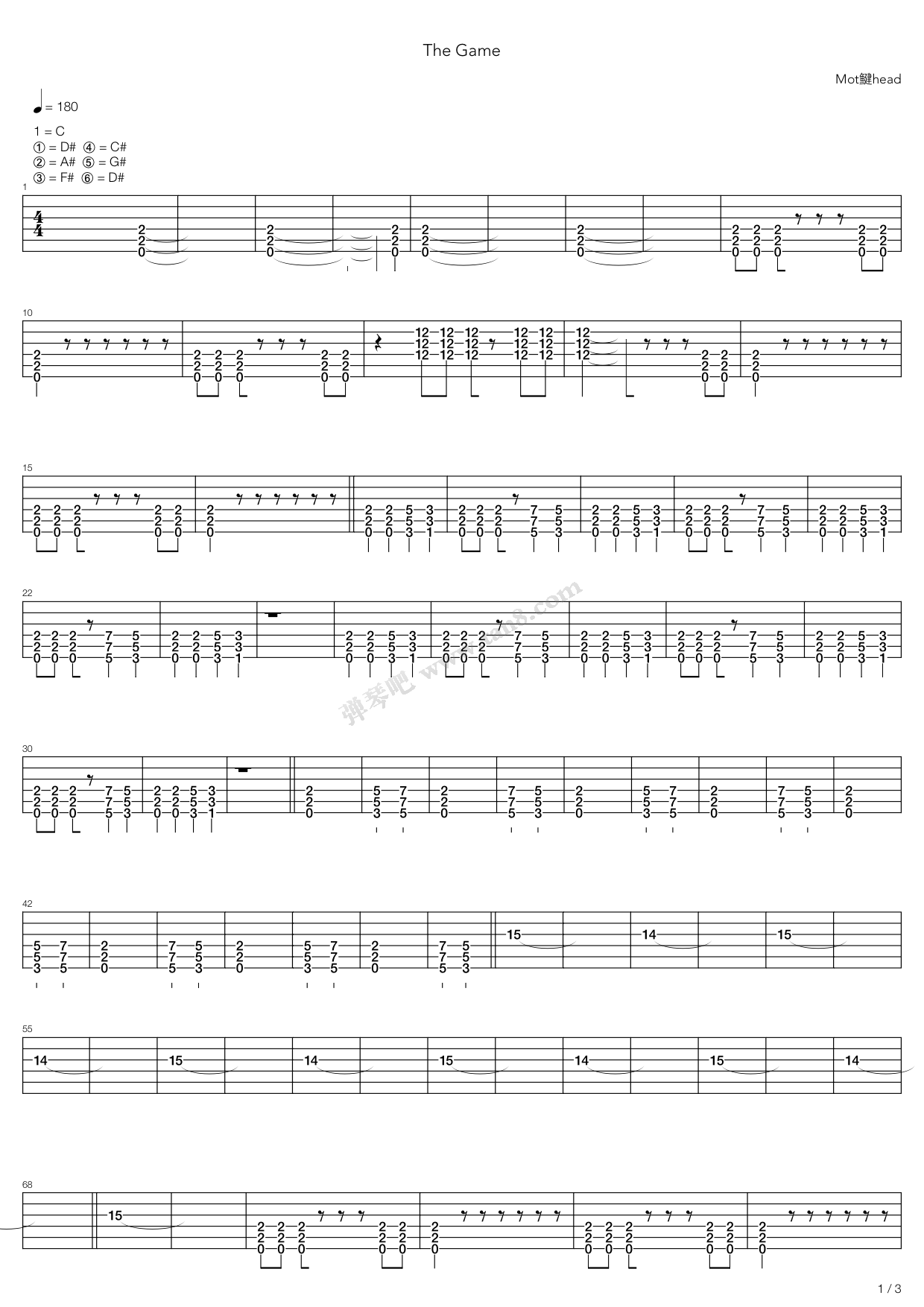 《The Game》吉他谱-C大调音乐网