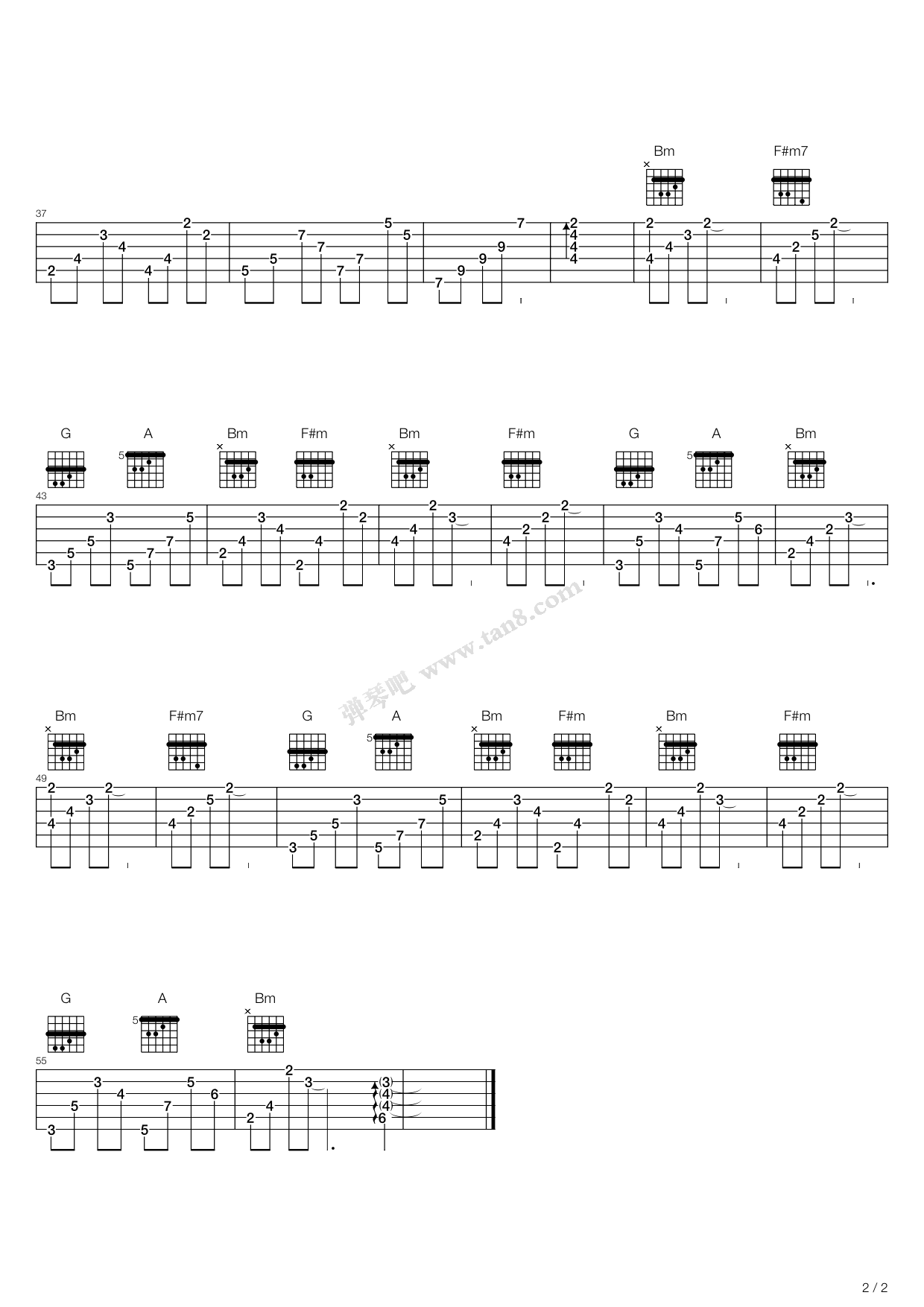 《分手在那个秋天》吉他谱-C大调音乐网