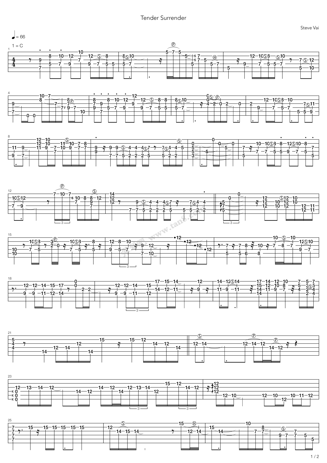 《Tender Surrender》吉他谱-C大调音乐网