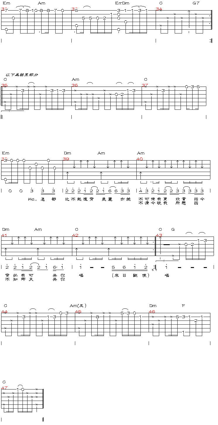 《千千阙歌》吉他谱-C大调音乐网