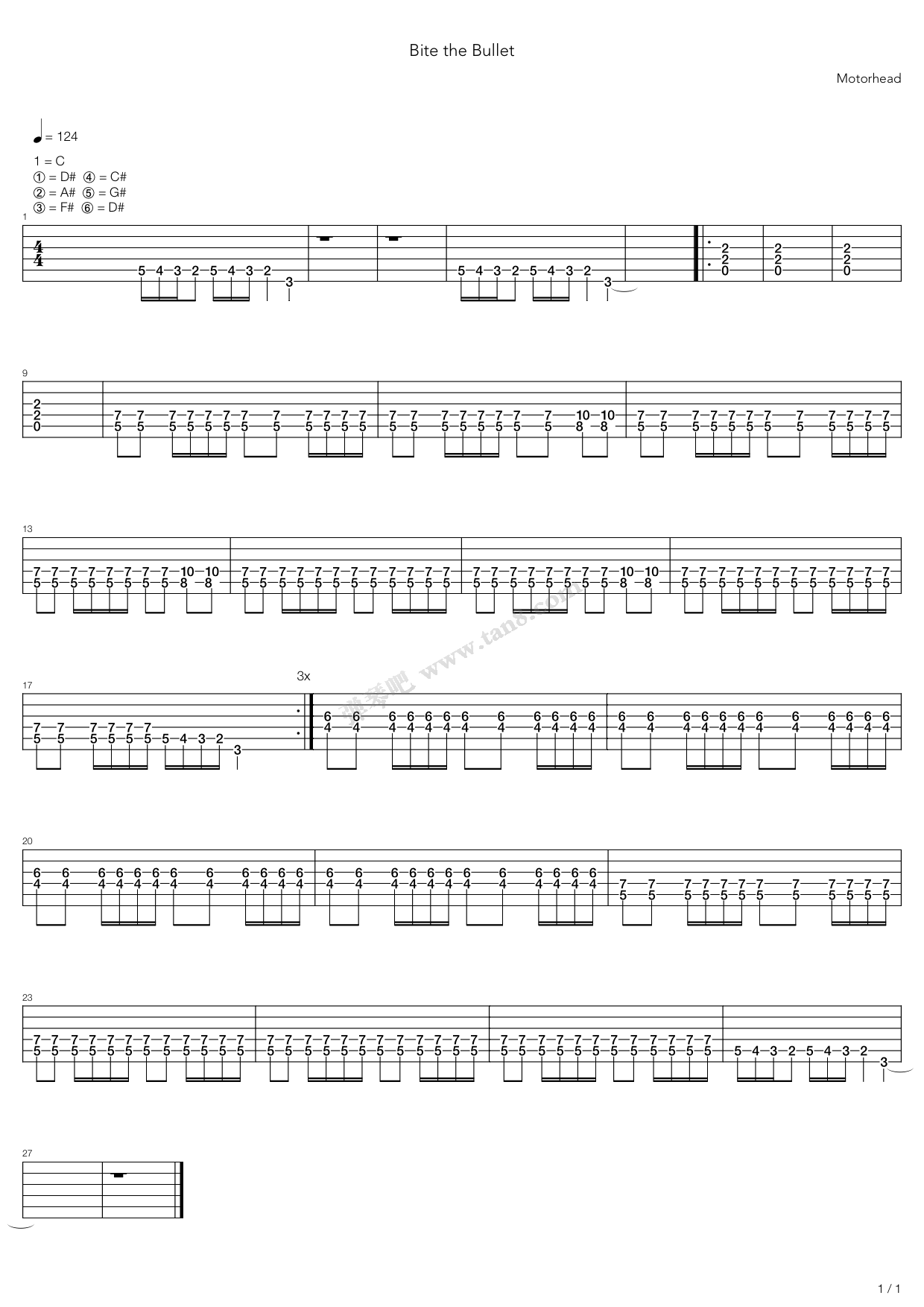 《Bite The Bullet》吉他谱-C大调音乐网