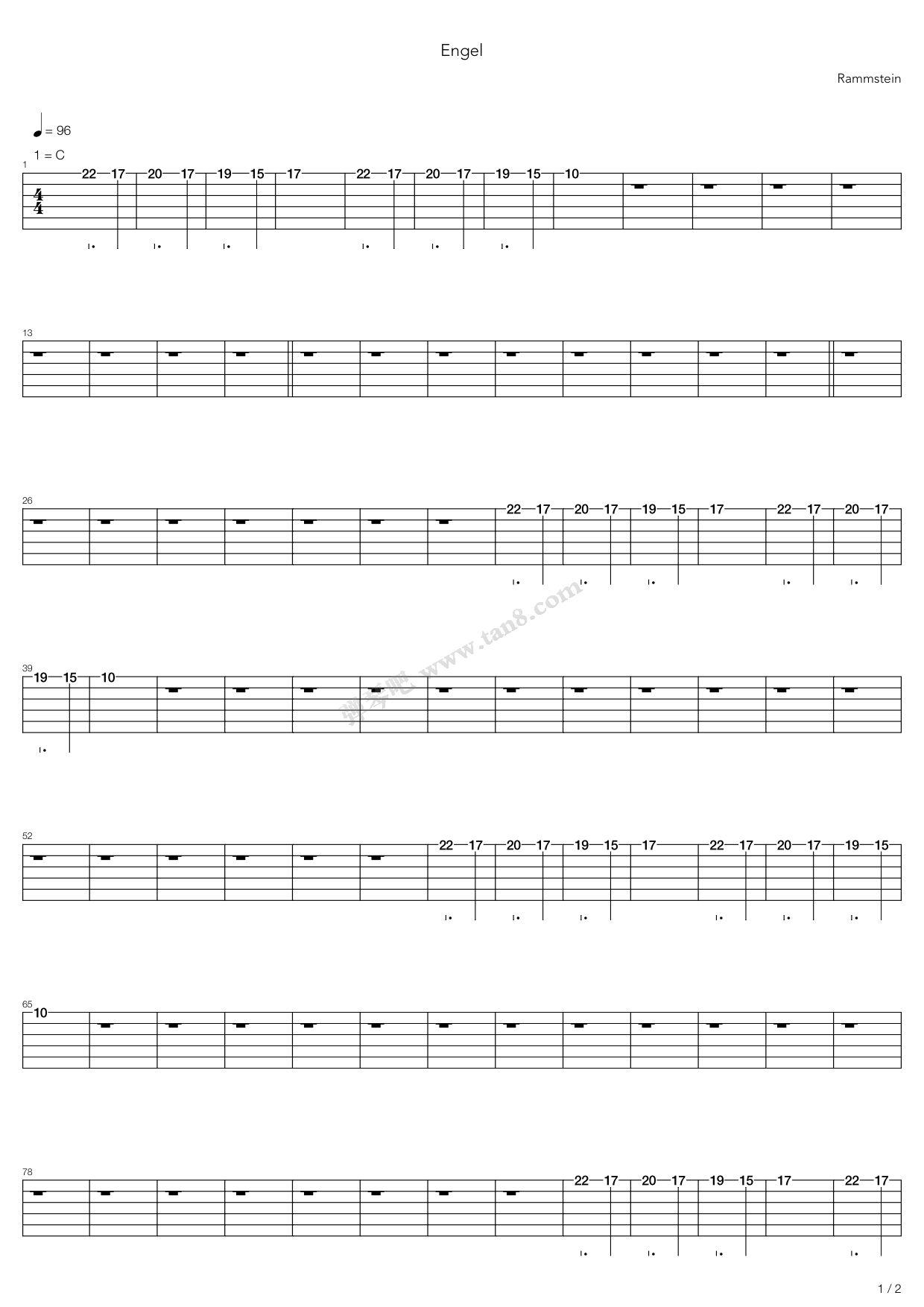 《Engel》吉他谱-C大调音乐网