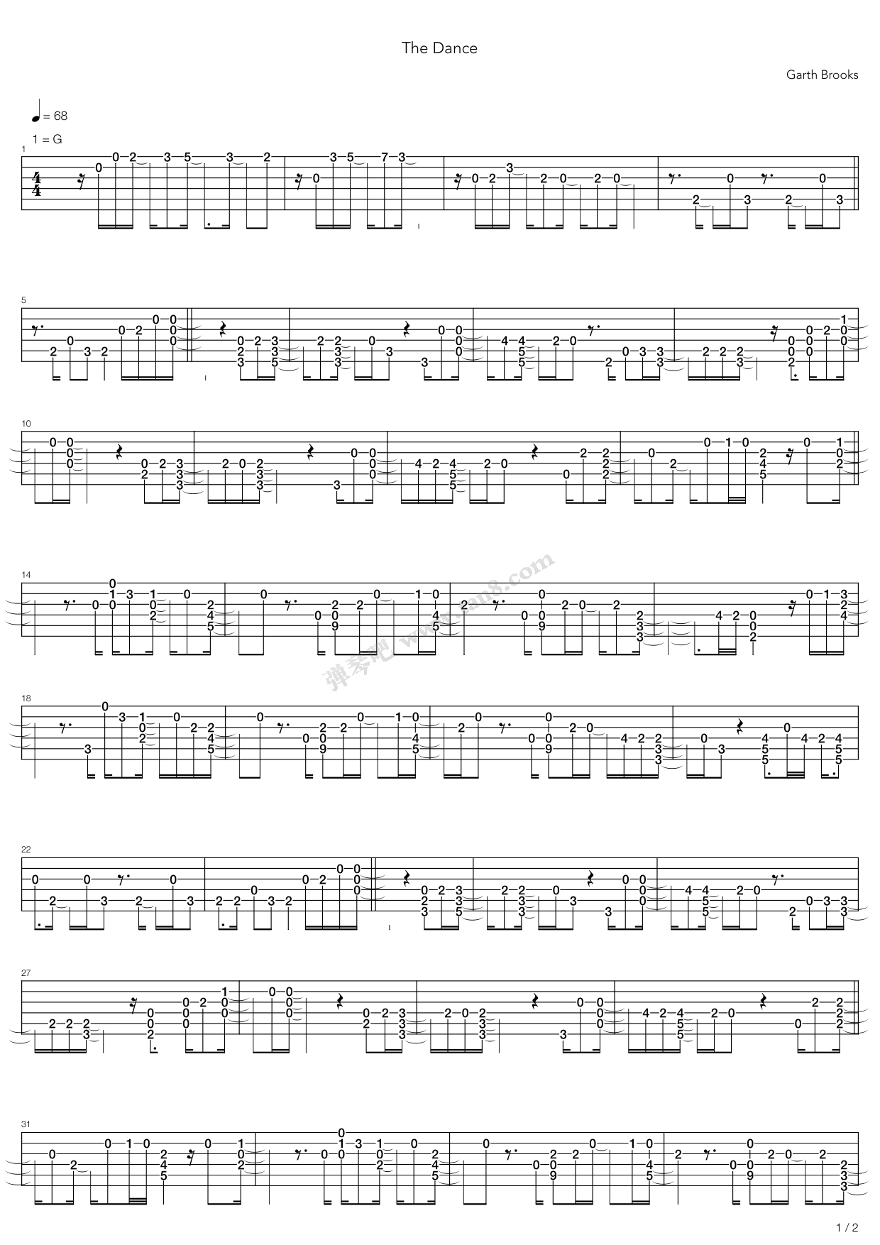 《The Dance》吉他谱-C大调音乐网