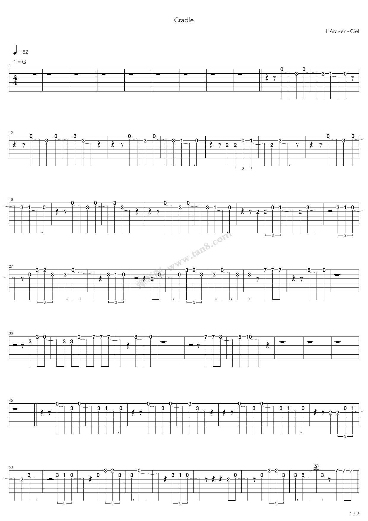 《Cradle》吉他谱-C大调音乐网