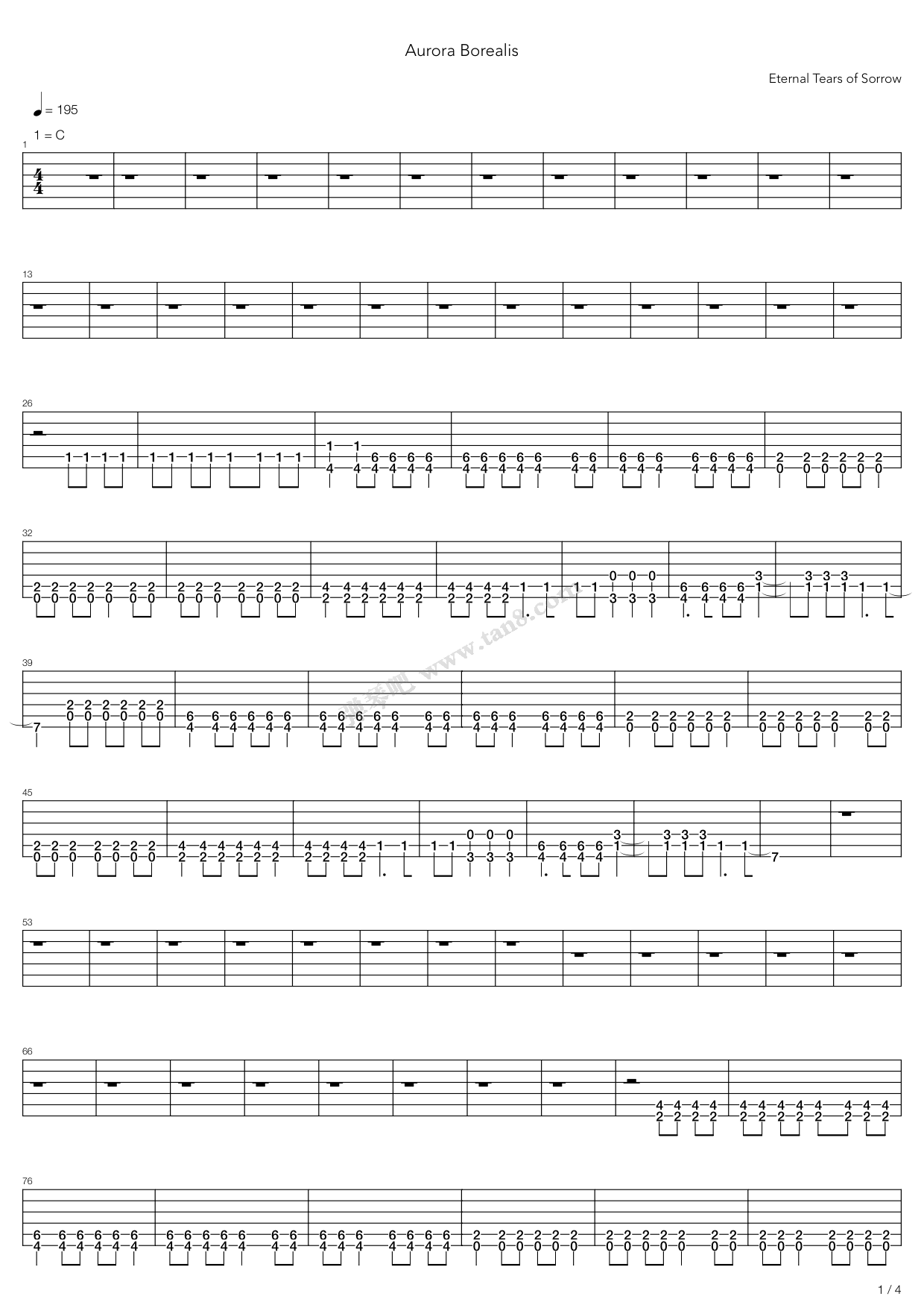 《Aurora Borealis》吉他谱-C大调音乐网