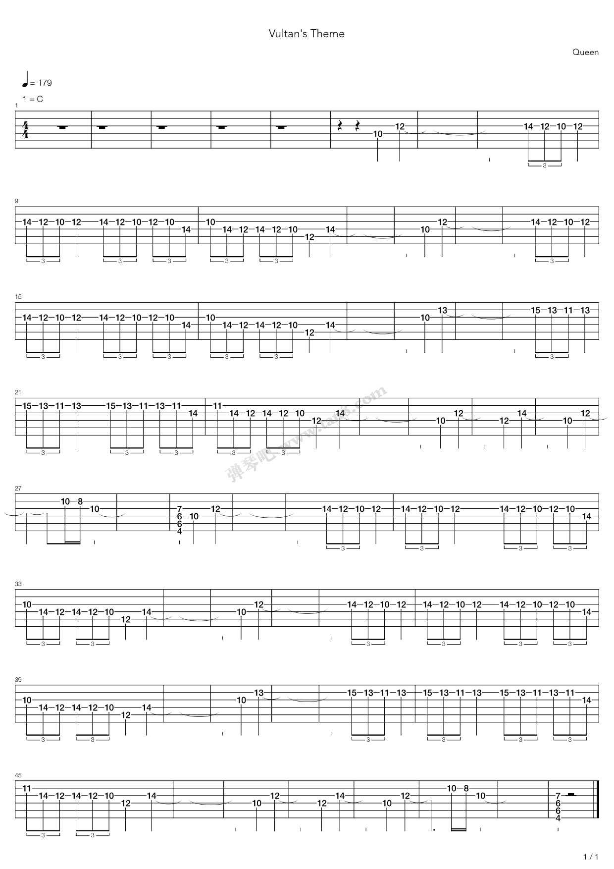 《Vultans Theme》吉他谱-C大调音乐网