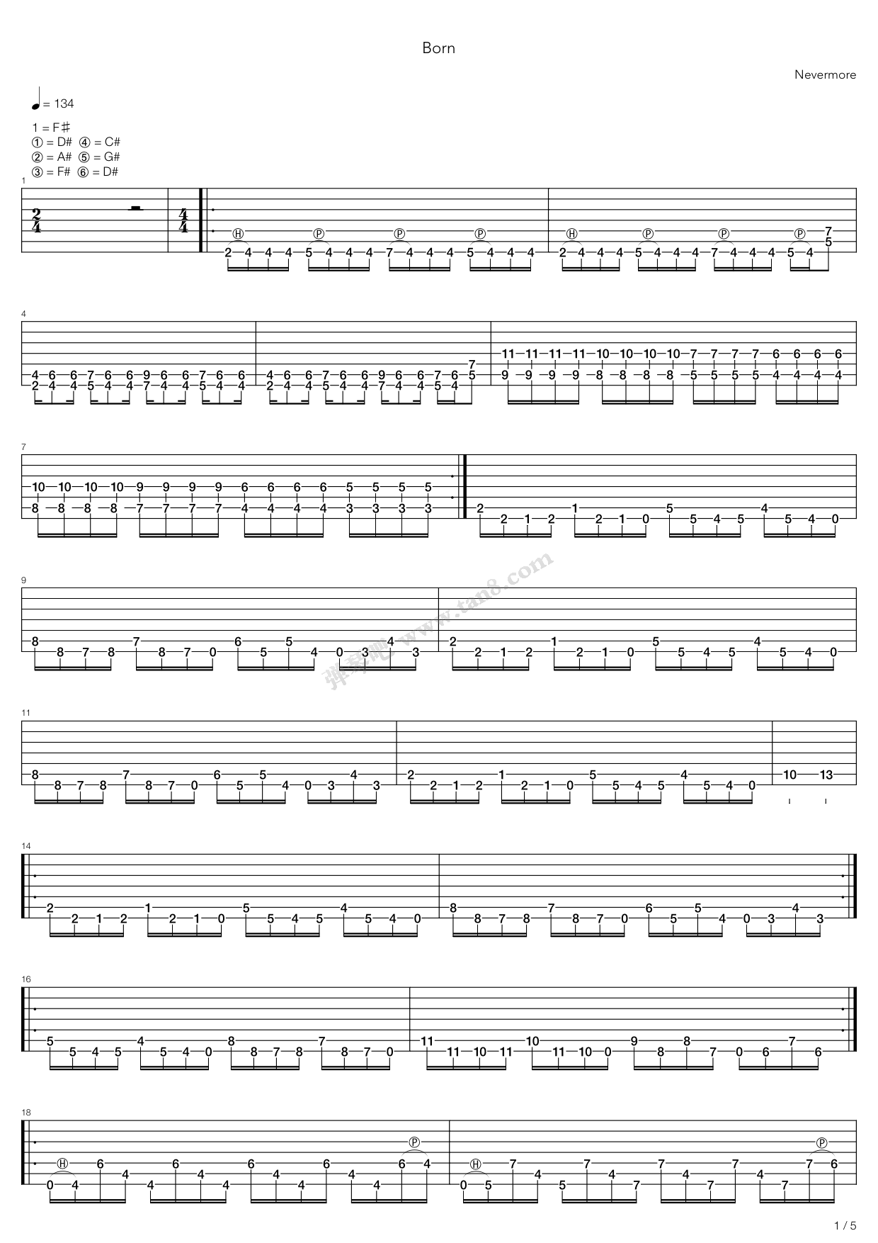《Born》吉他谱-C大调音乐网